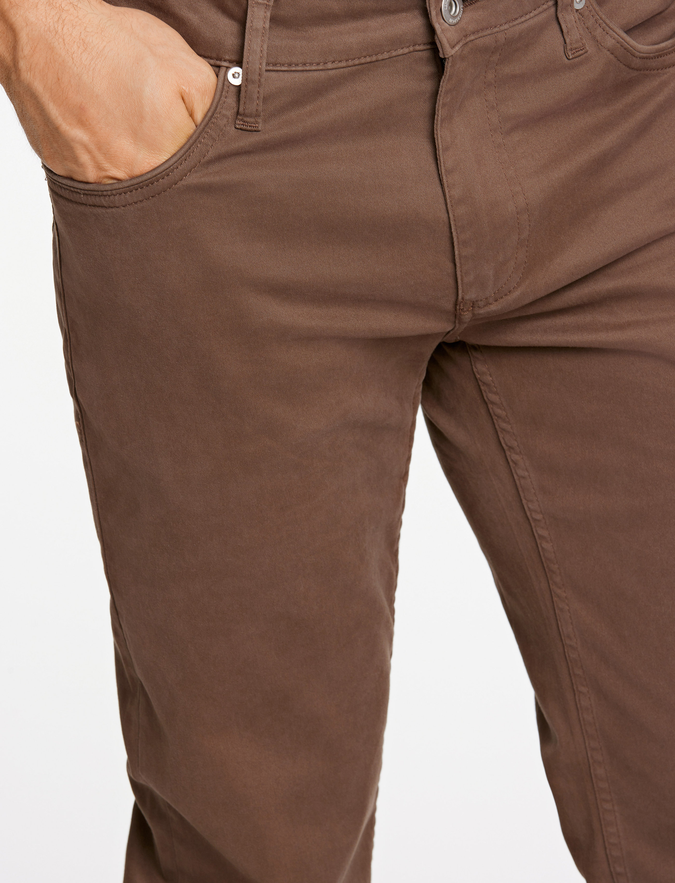 Lindbergh Black - 1927: Superflex 5 pocket cashmere touch pants - slim-gallabuxur - dk brown - 5