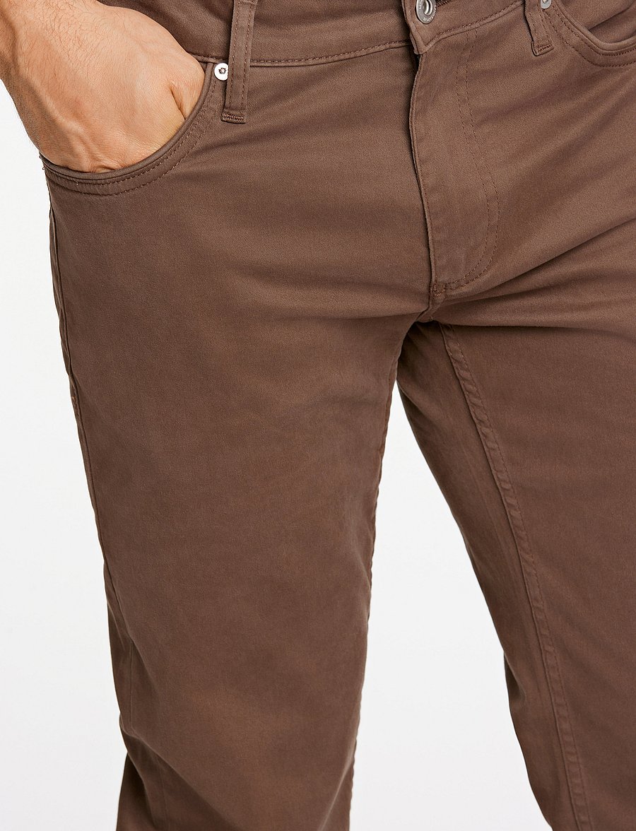 Lindbergh Black - 1927: Superflex 5 pocket cashmere touch pants - slim-gallabuxur - dk brown - 5