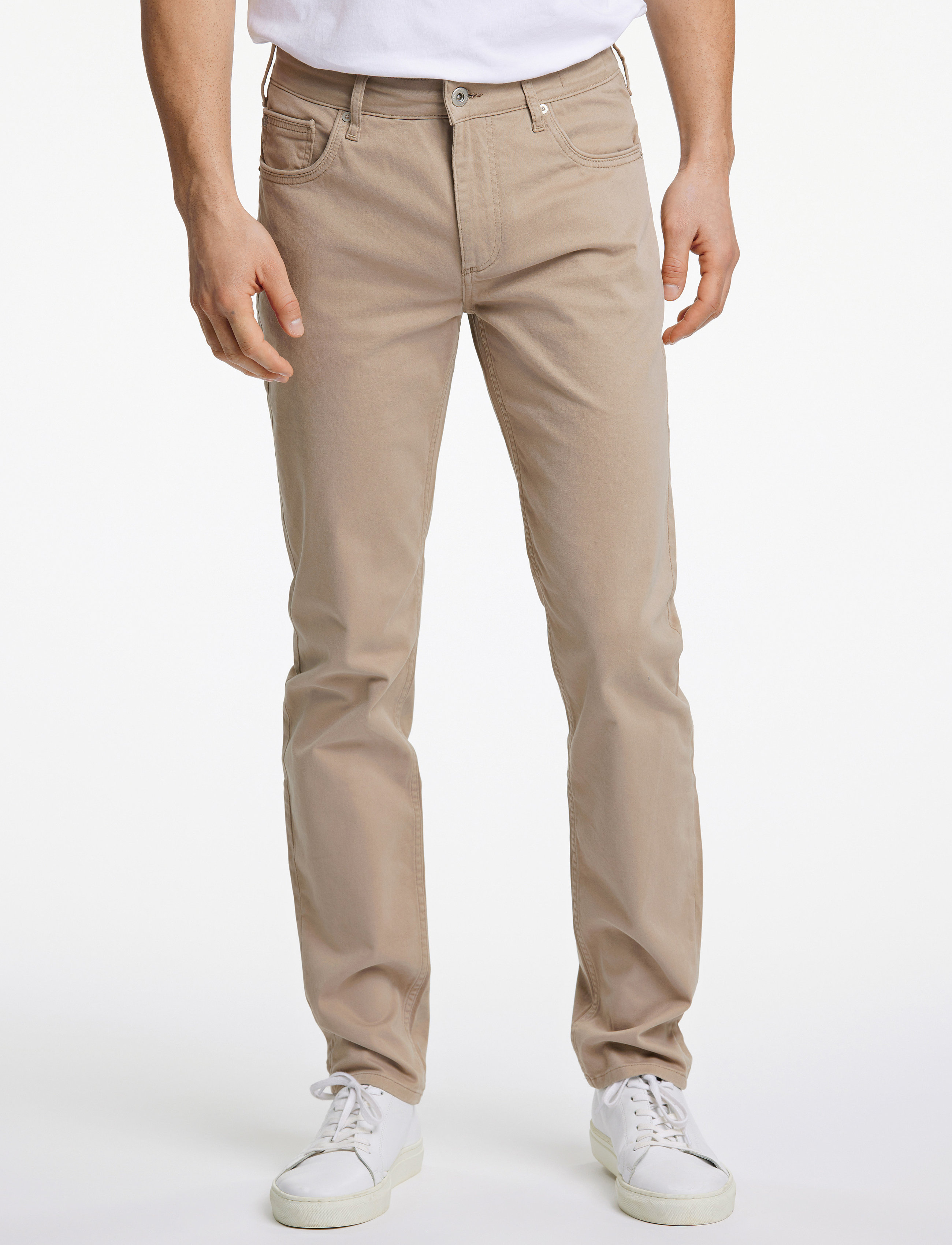 Lindbergh Black 1927: Superflex 5 Pocket Cashmere Touch Pants, Mænd, Slim Fit Jeans, Beige, Str: 36 x 30