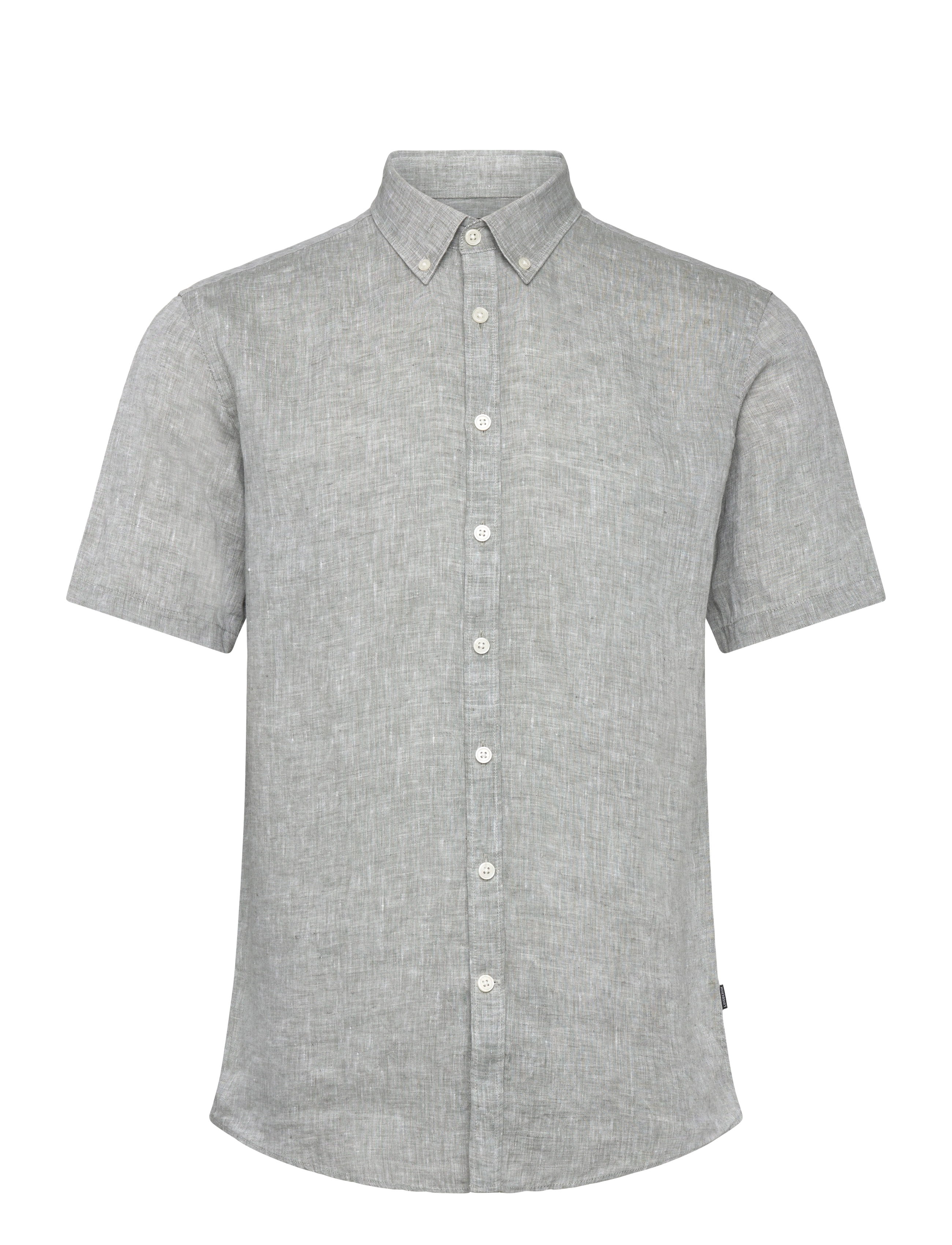 Lindbergh Black Soft linen shirt S/S - modern fit - Basic-Hemden - ARMY MEL / green