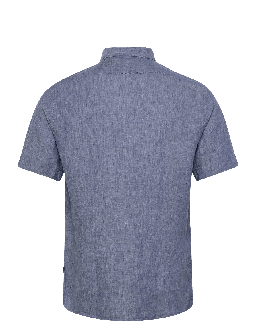 Lindbergh Black - Soft linen shirt S/S - modern fit - kortærmede skjorter - blue mel - 2
