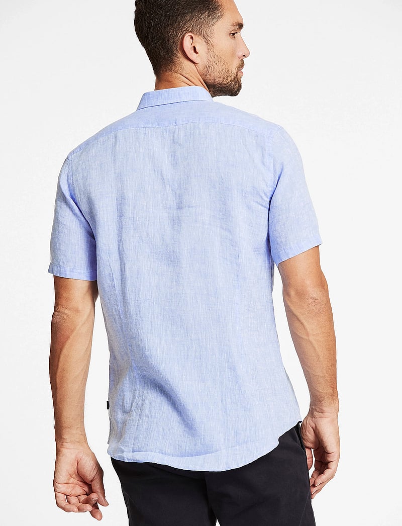 Lindbergh Black - Soft linen shirt S/S - modern fit - kurzarmhemden - light blue - 3