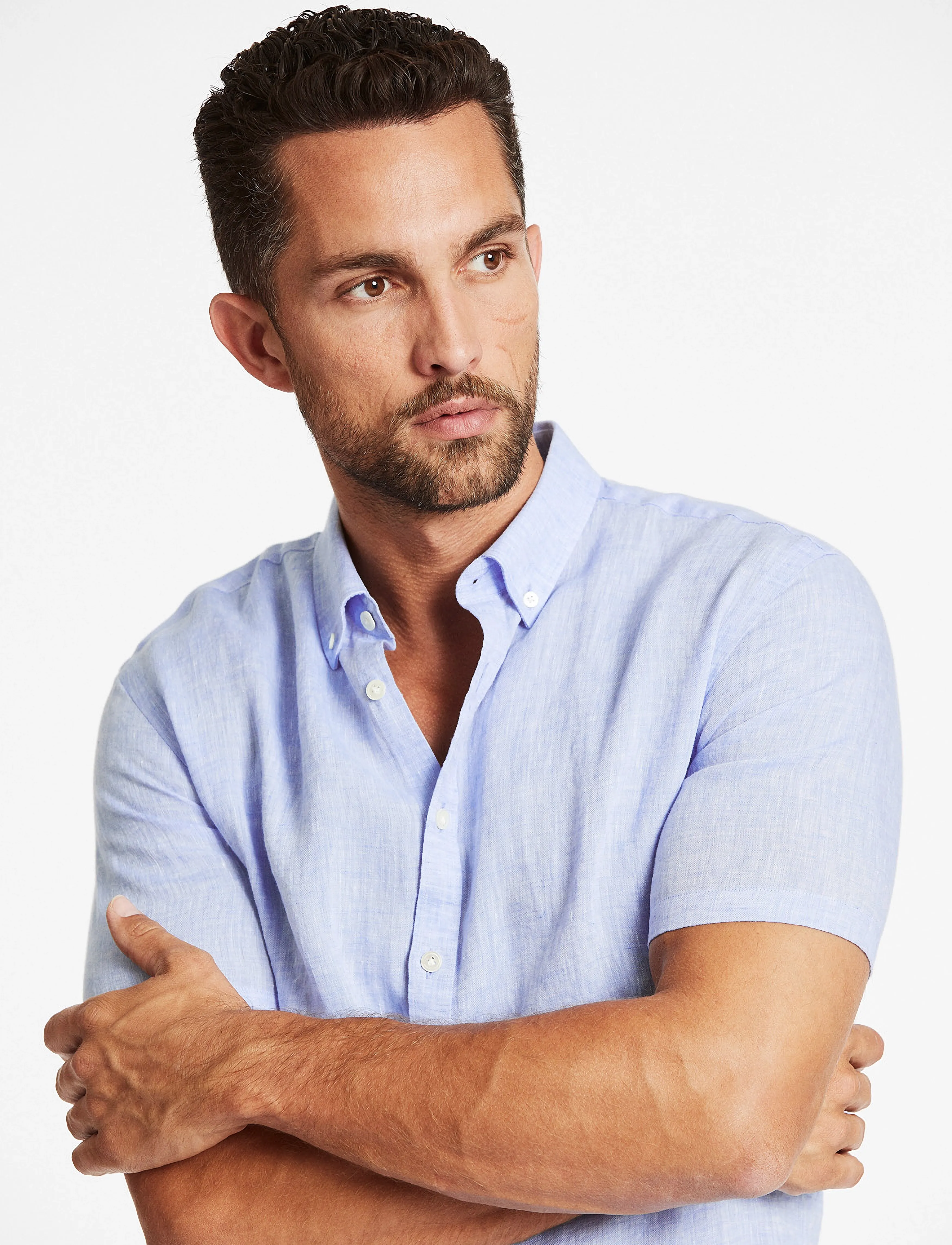 Lindbergh Black - Soft linen shirt S/S - modern fit - kurzarmhemden - light blue - 5
