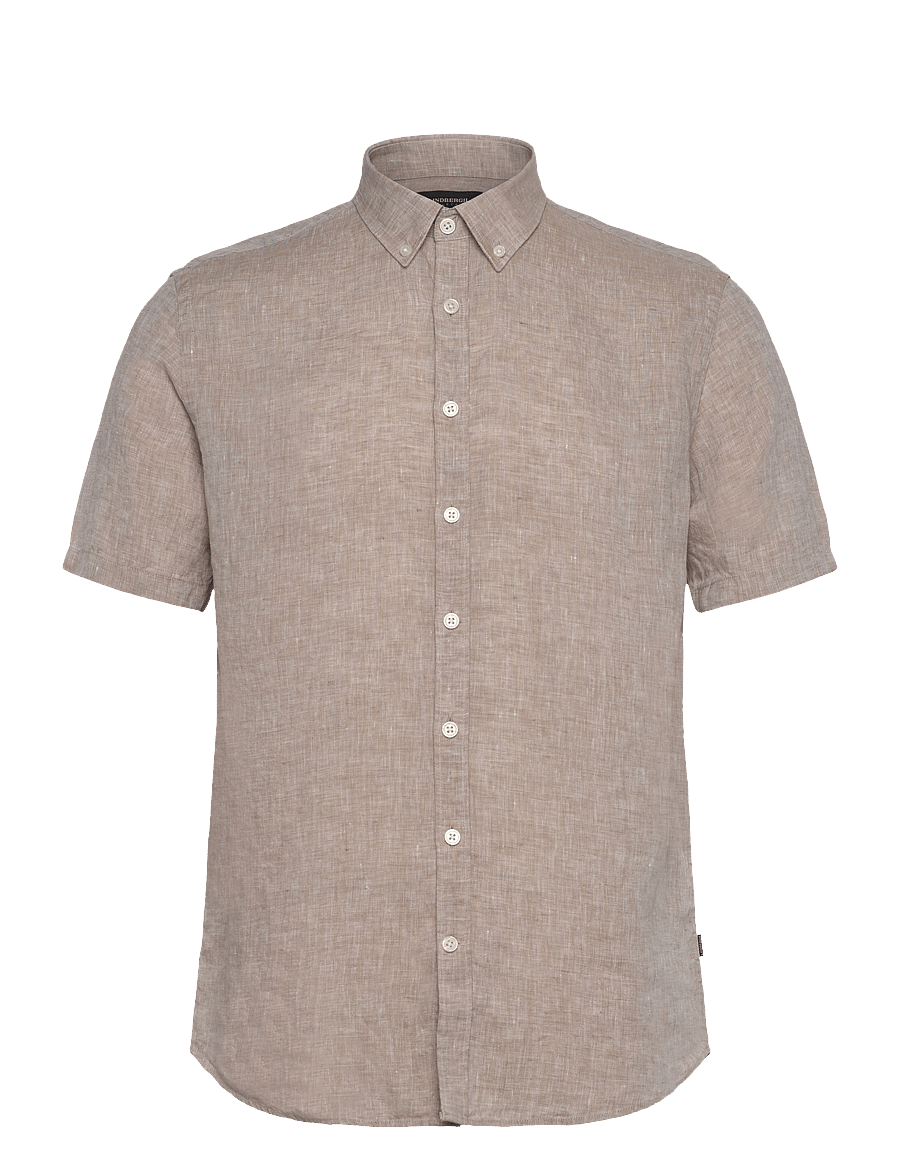 Lindbergh Black - Soft linen shirt S/S - modern fit - lühikeste varrukatega särgid - sand mel - 1