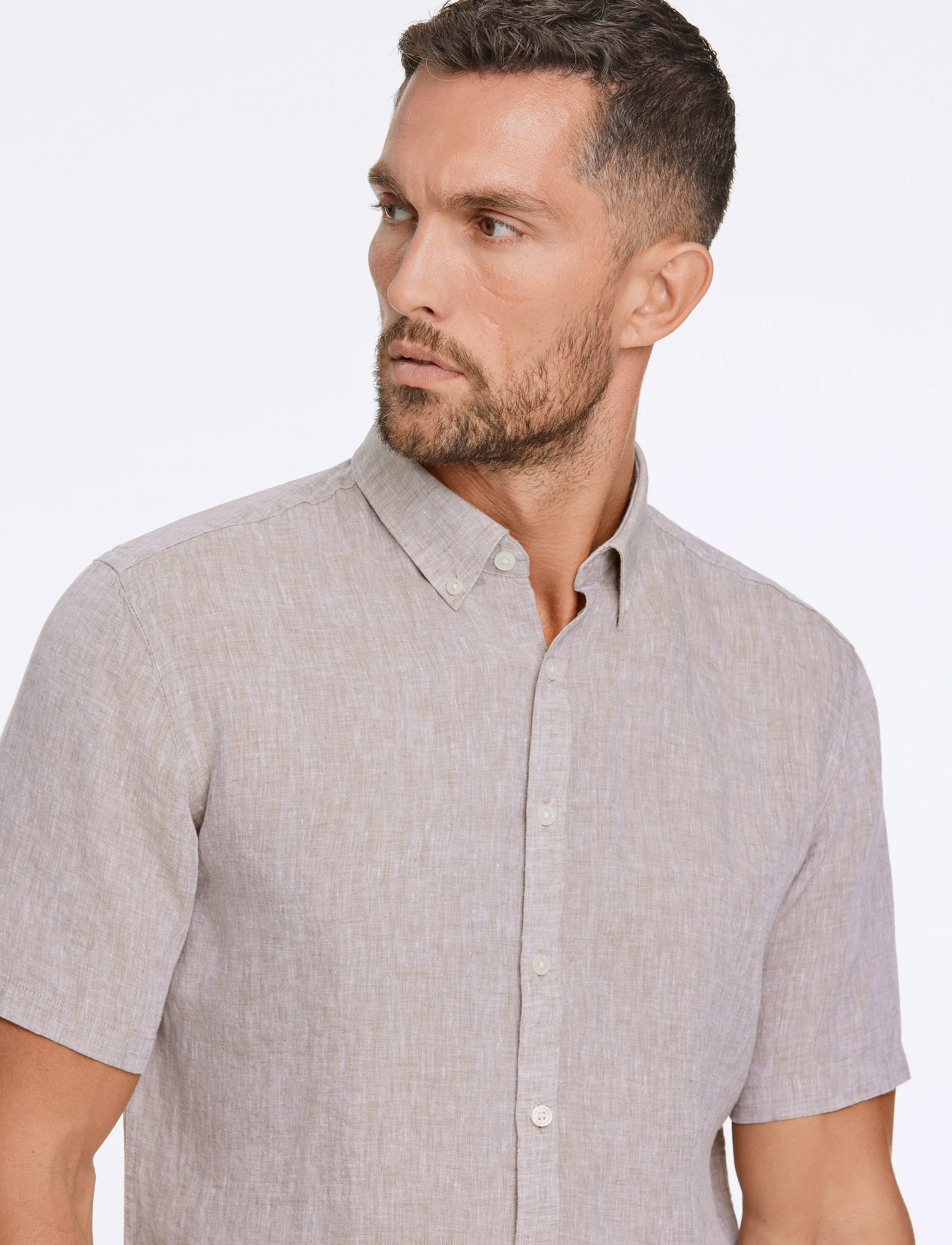 Lindbergh Black - Soft linen shirt S/S - modern fit - krekli ar īsām piedurknēm - sand mel - 5