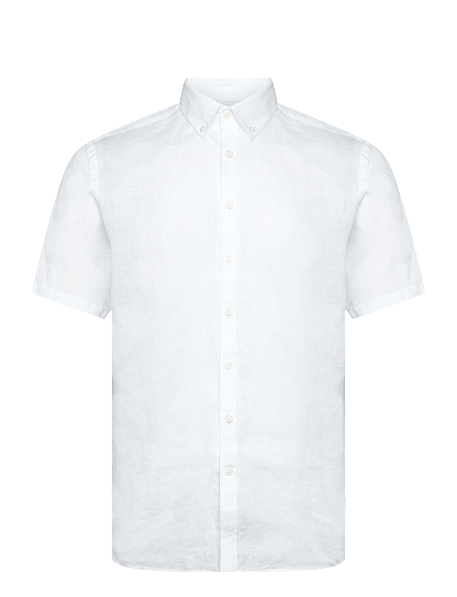 Lindbergh Black - Soft linen shirt S/S - modern fit - kortærmede skjorter - white - 1