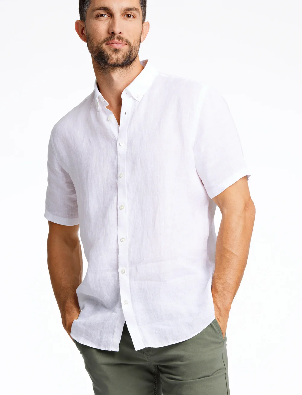 Lindbergh Black - Soft linen shirt S/S - modern fit - hørskjorter - white - 0