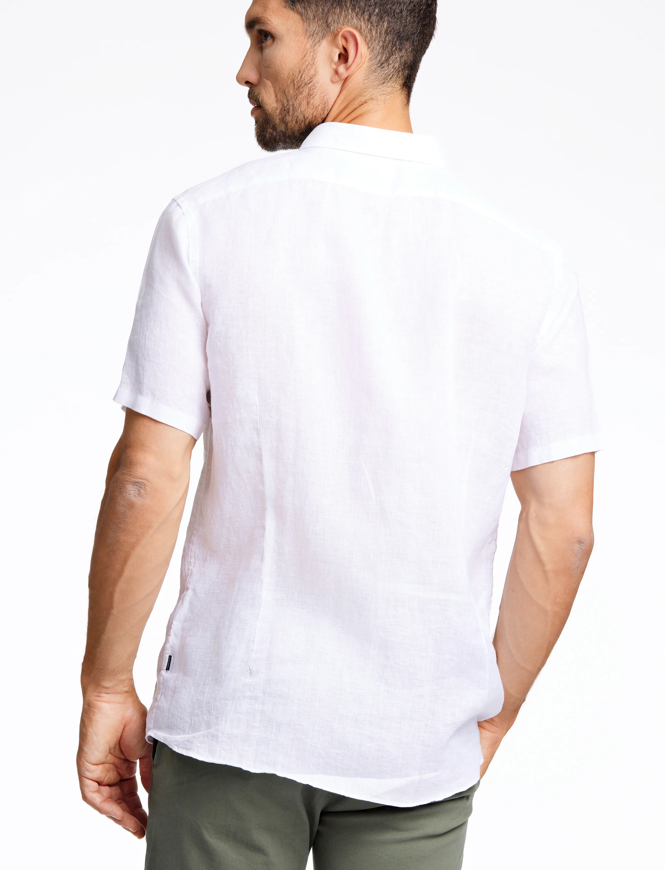 Lindbergh Black - Soft linen shirt S/S - modern fit - kortærmede skjorter - white - 3