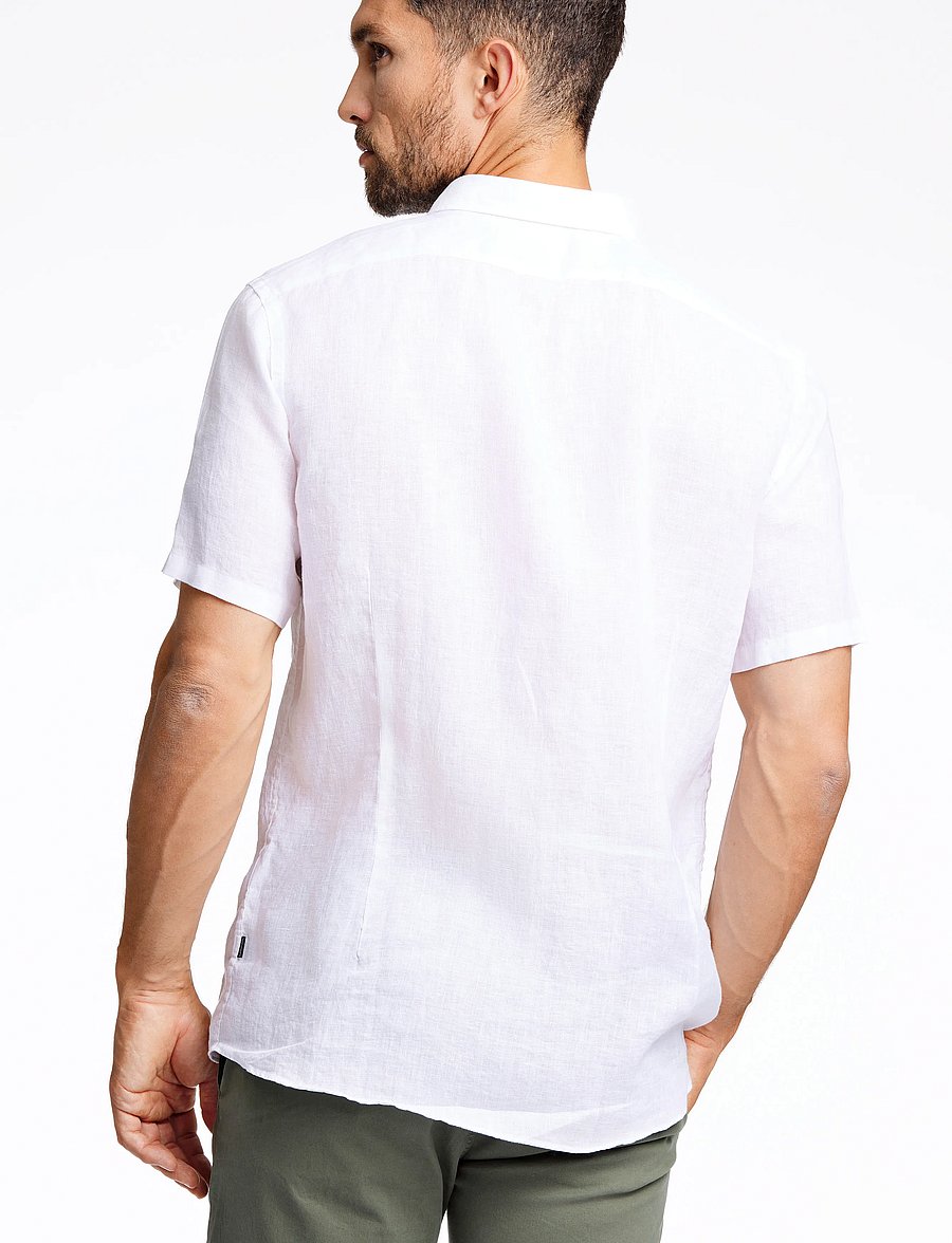 Lindbergh Black - Soft linen shirt S/S - modern fit - kortærmede skjorter - white - 3