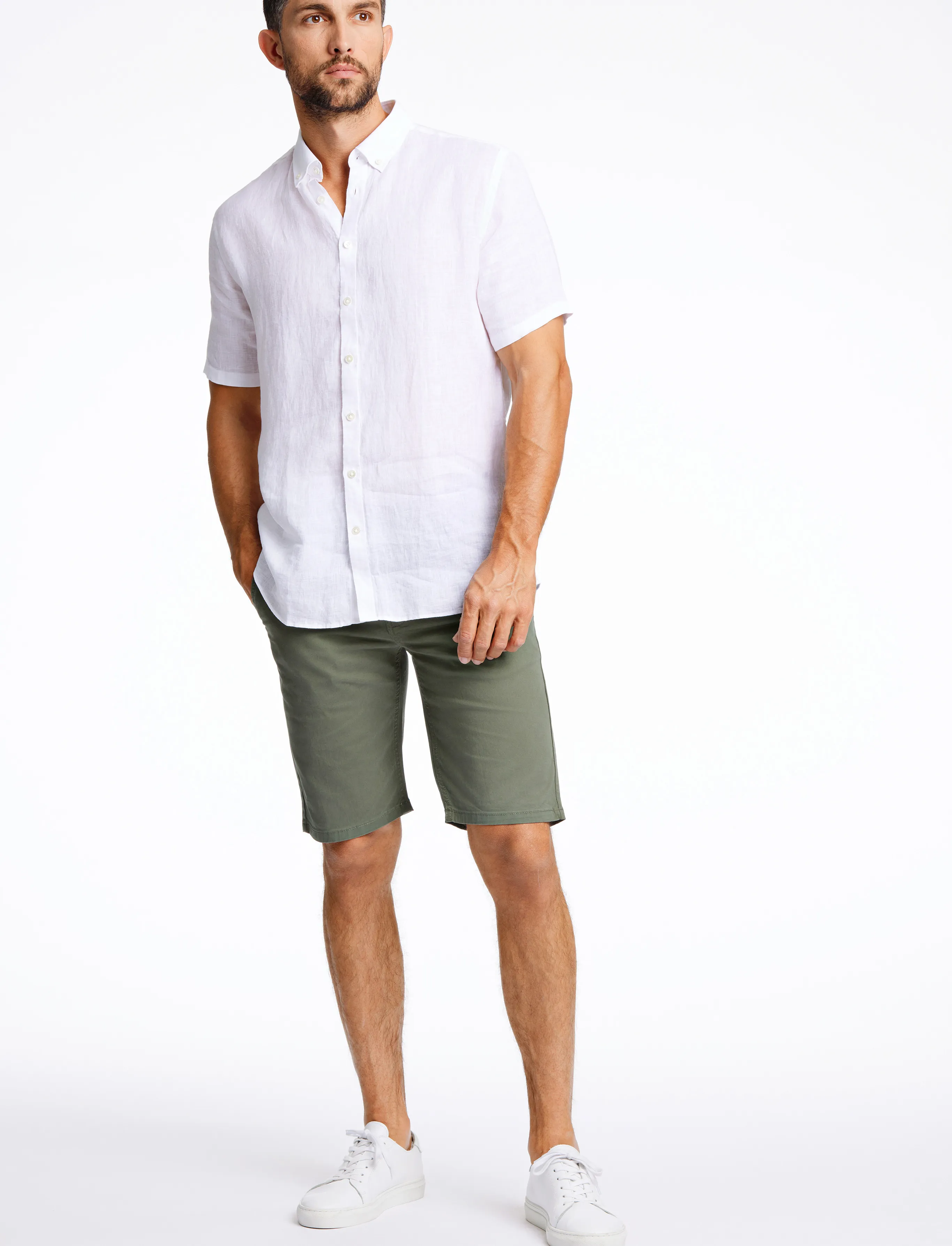 Lindbergh Black - Soft linen shirt S/S - modern fit - kortærmede skjorter - white - 4