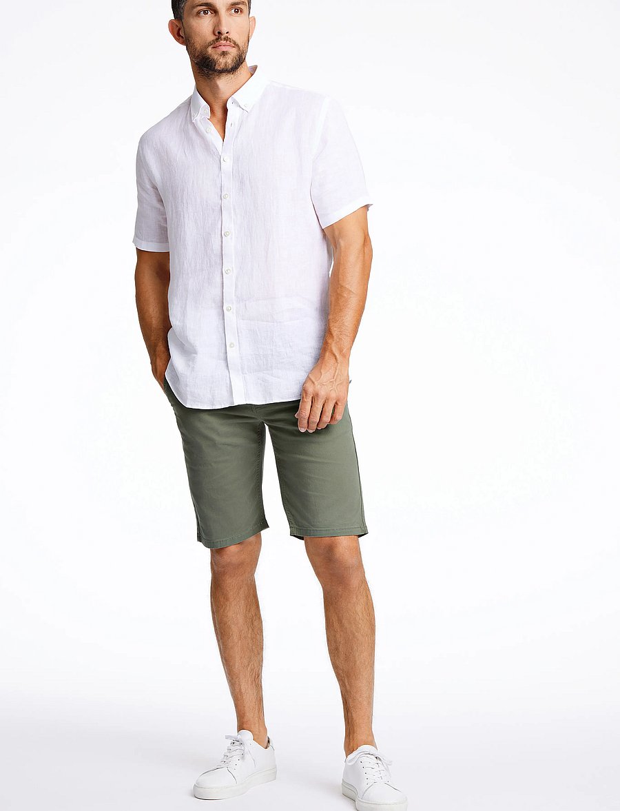 Lindbergh Black - Soft linen shirt S/S - modern fit - kortærmede skjorter - white - 4