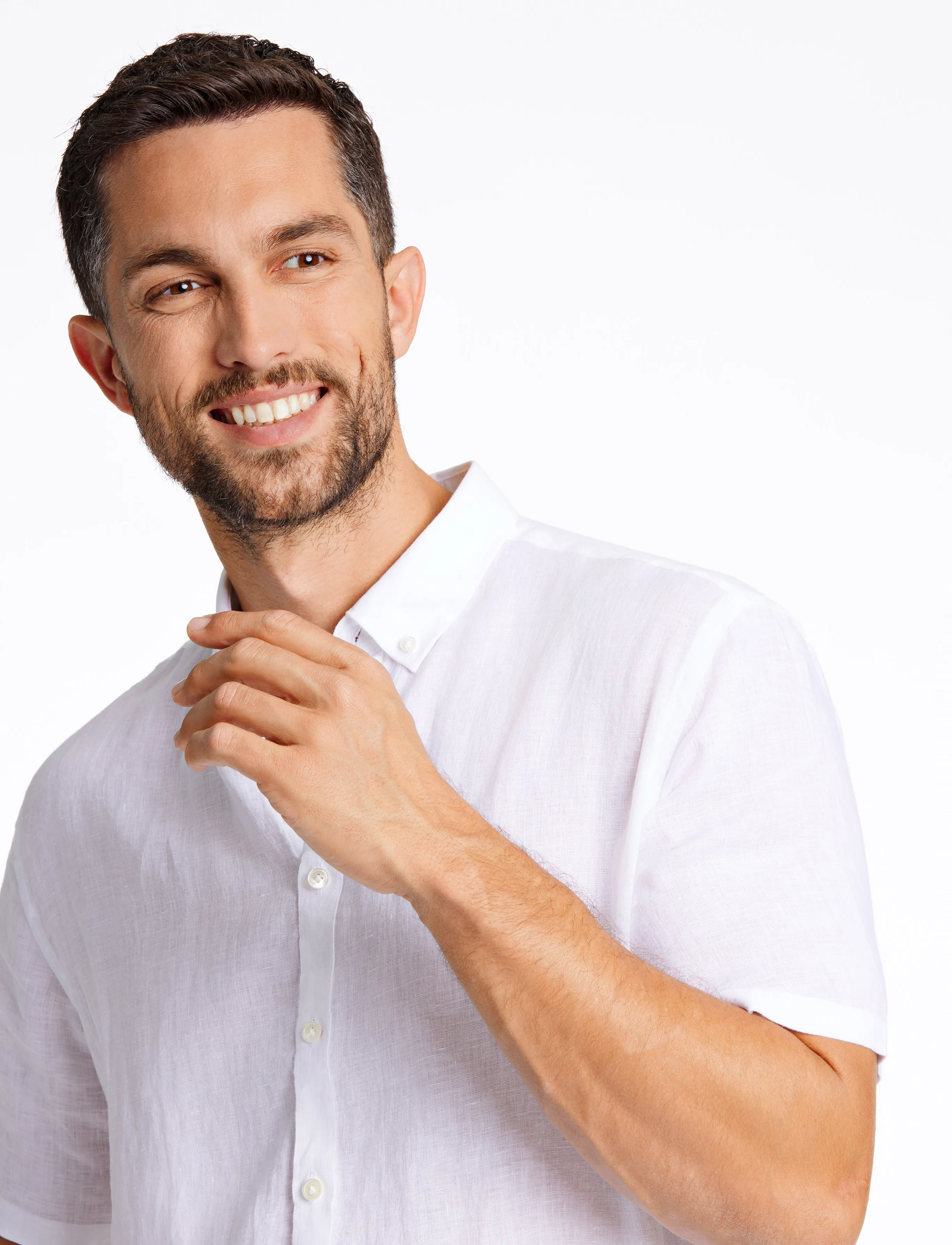 Lindbergh Black - Soft linen shirt S/S - modern fit - kortærmede skjorter - white - 5