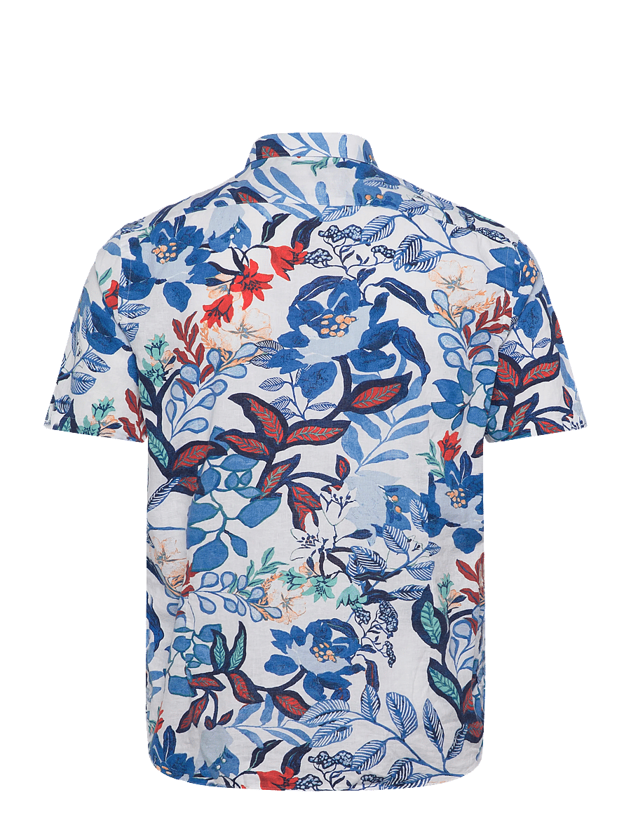 Lindbergh Black - ?AOP soft linen blend shirt S/S - kortærmede skjorter - white - 2