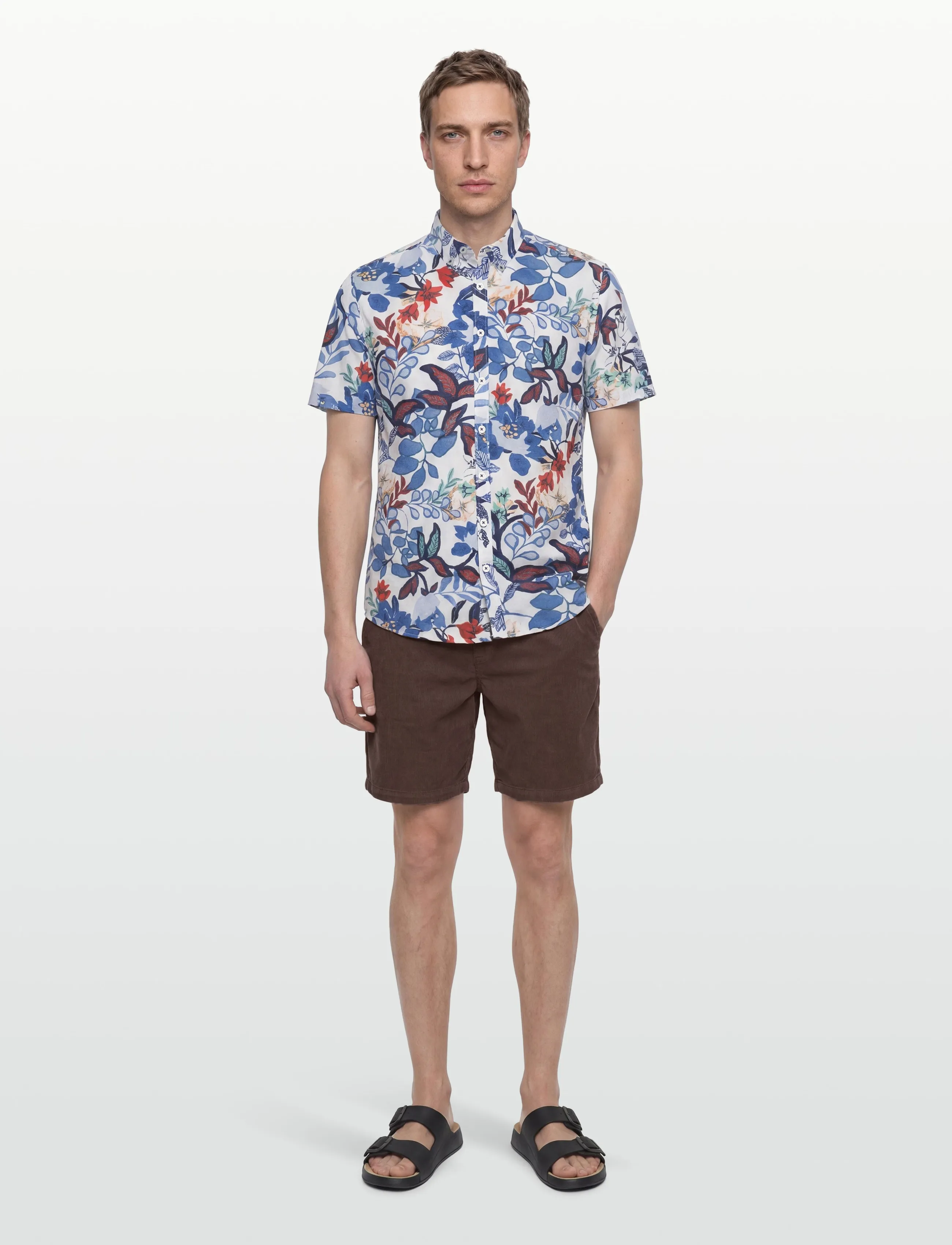 Lindbergh Black ?Aop Soft Linen Blend Shirt S/S, XXL, Shirts, Mehrfarbig/gemustert - Short-sleeved Männerswear