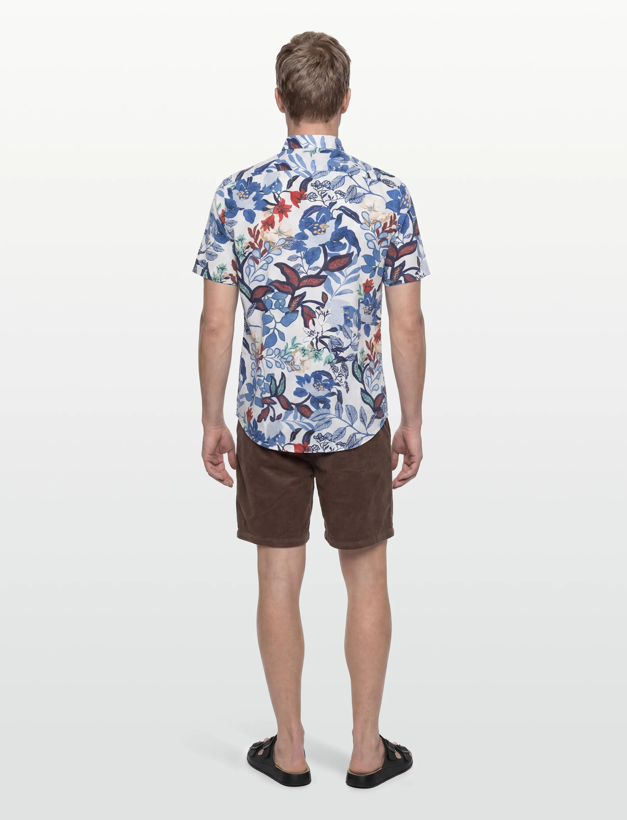 Lindbergh Black - ?AOP soft linen blend shirt S/S - kortærmede skjorter - white - 4