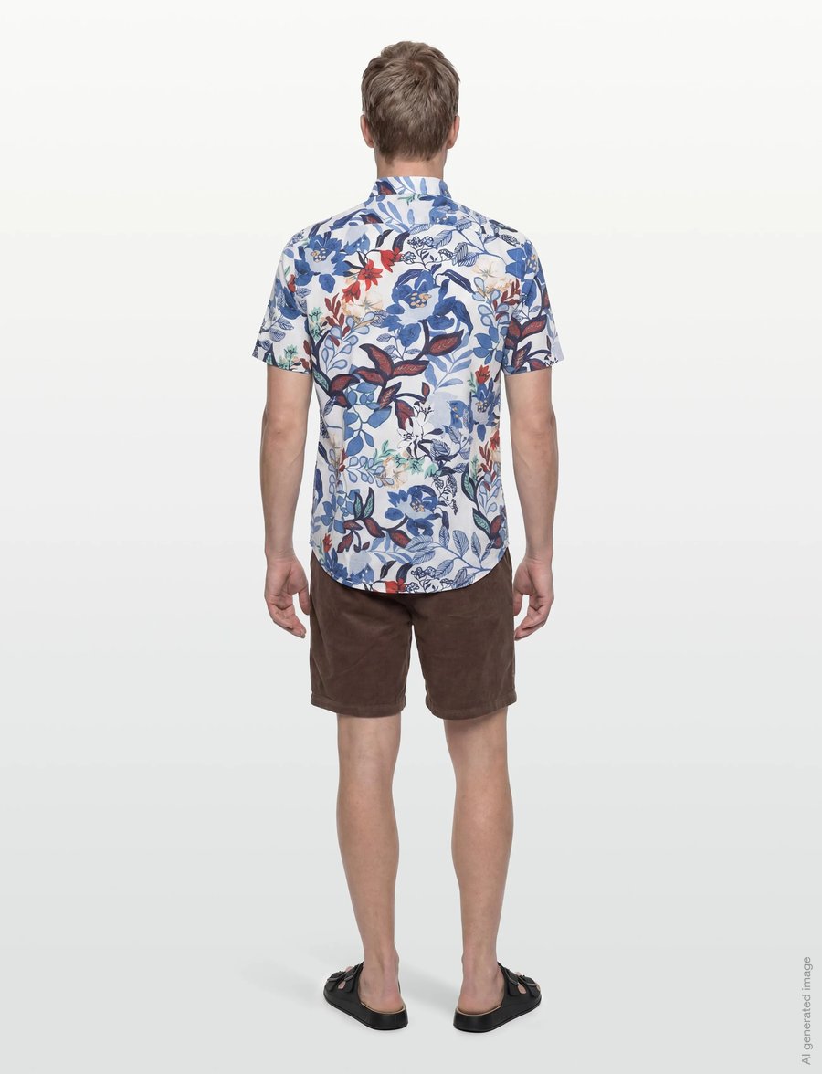 Lindbergh Black - ?AOP soft linen blend shirt S/S - kortærmede skjorter - white - 4