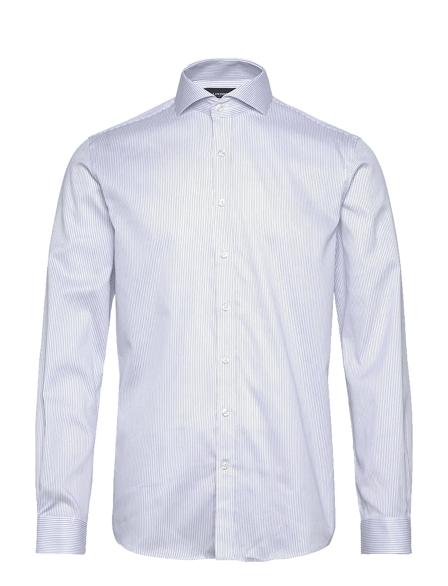 Lindbergh Black - Shirt L/S - blue white stripe - 0