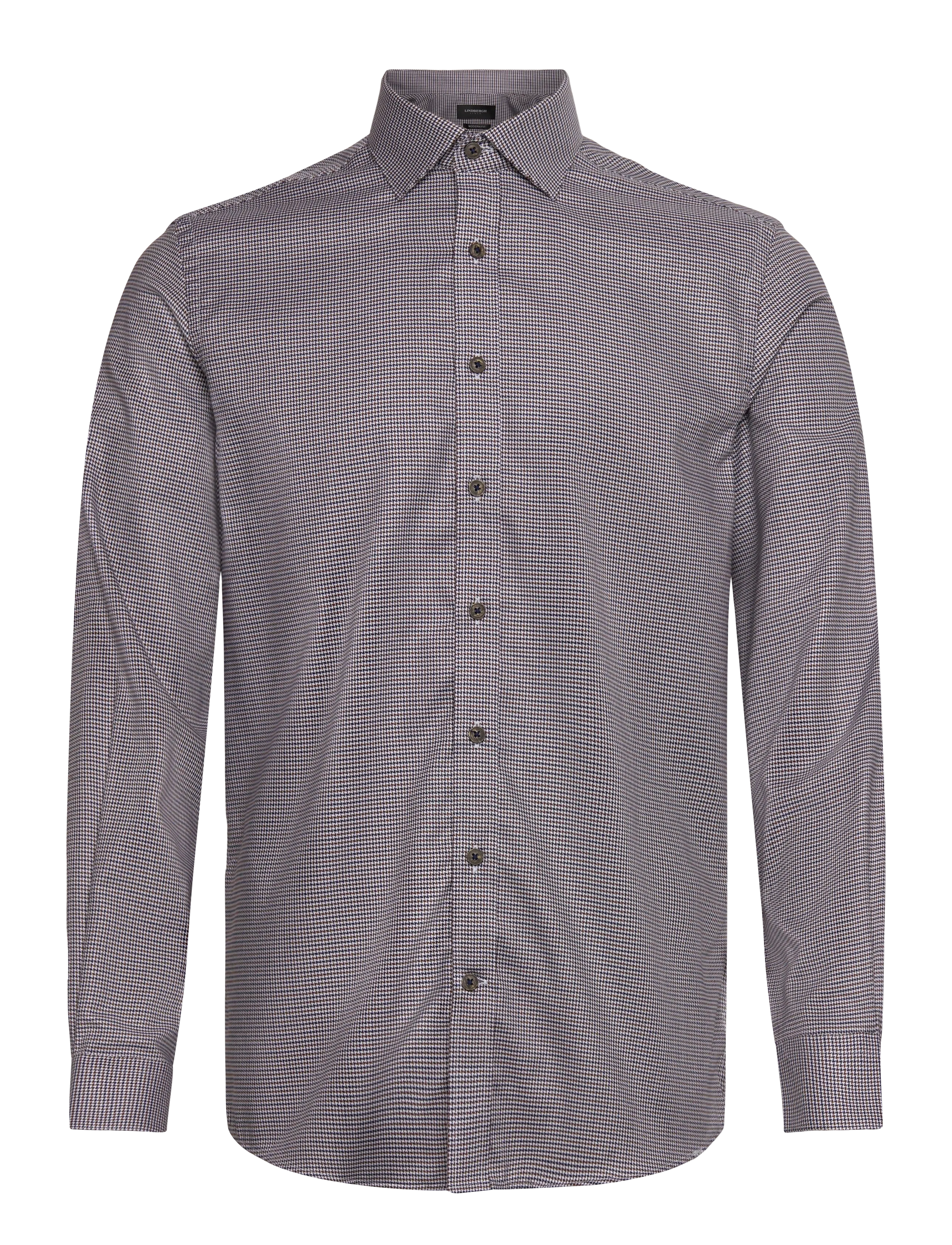 Lindbergh Black Dobby shirt L/S - Business shirts - BROWN / brown