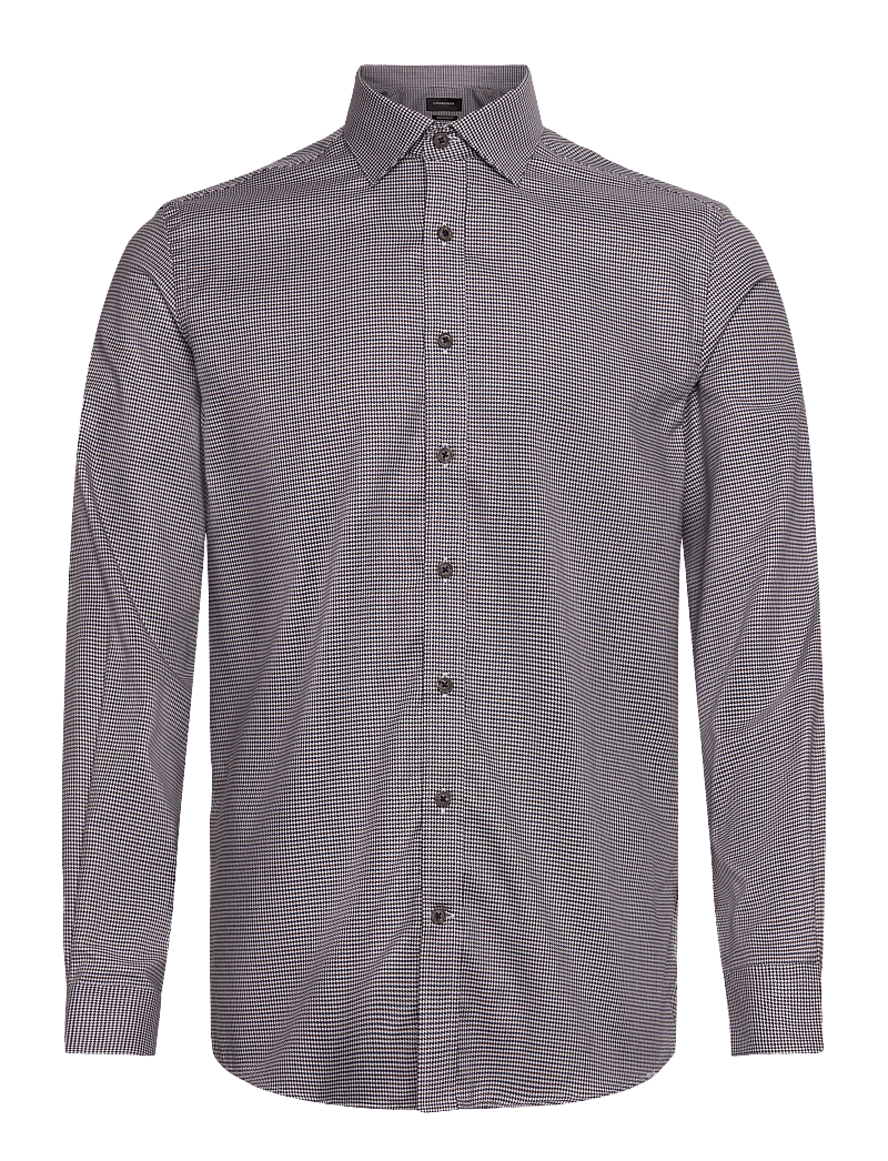 Lindbergh Black - Dobby shirt L/S - hemden mit muster - brown - 1