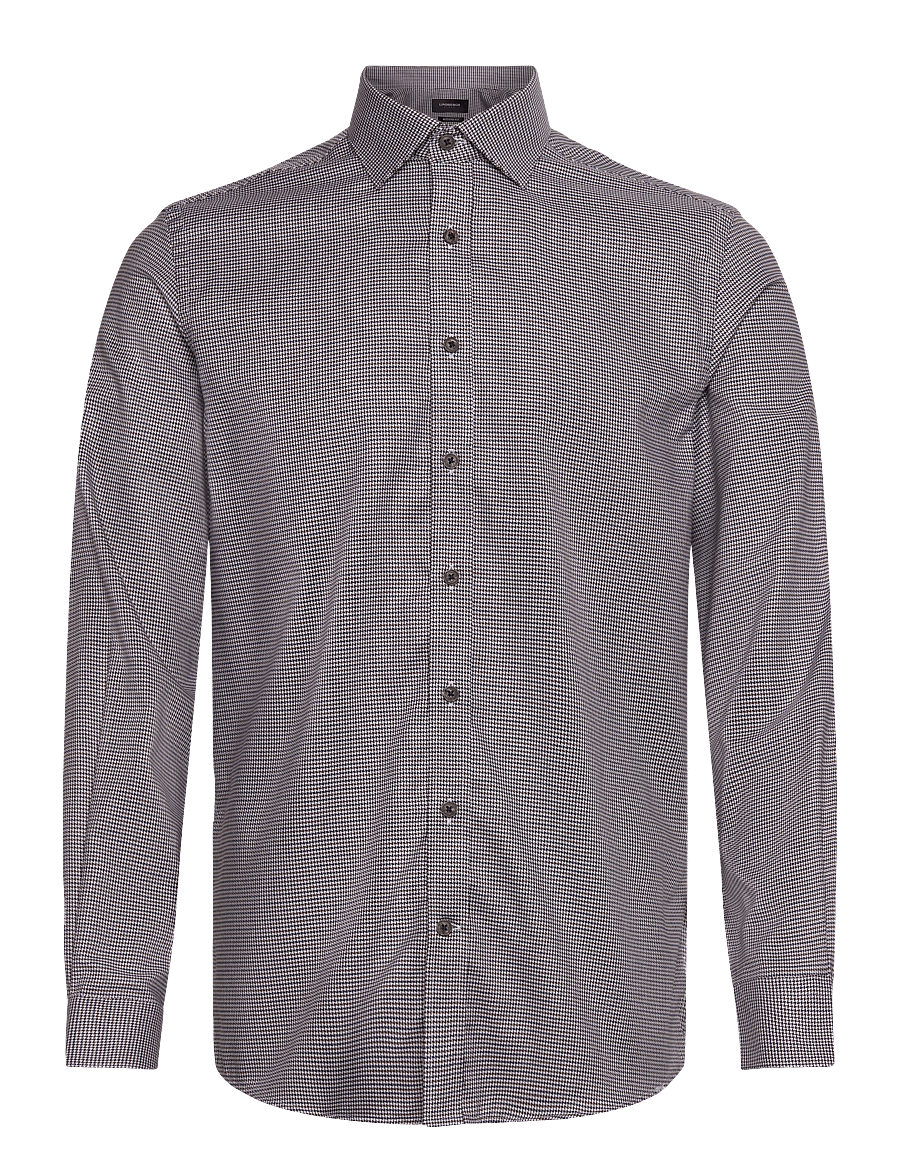 Lindbergh Black - Dobby shirt L/S - mustriga särgid - brown - 1