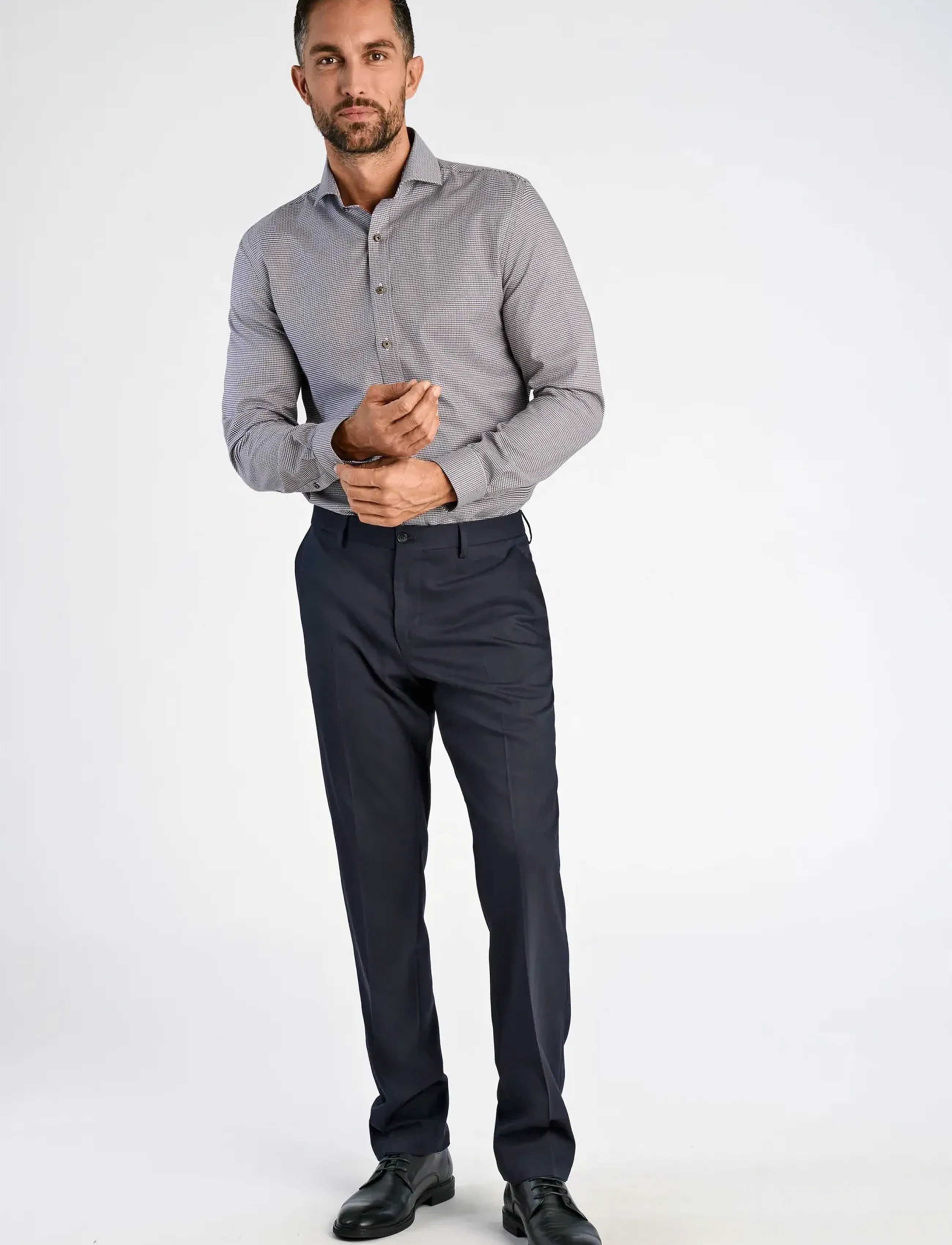 Lindbergh Black Dobby Shirt L/S, XXL, Shirts, Braun - Business Männerswear