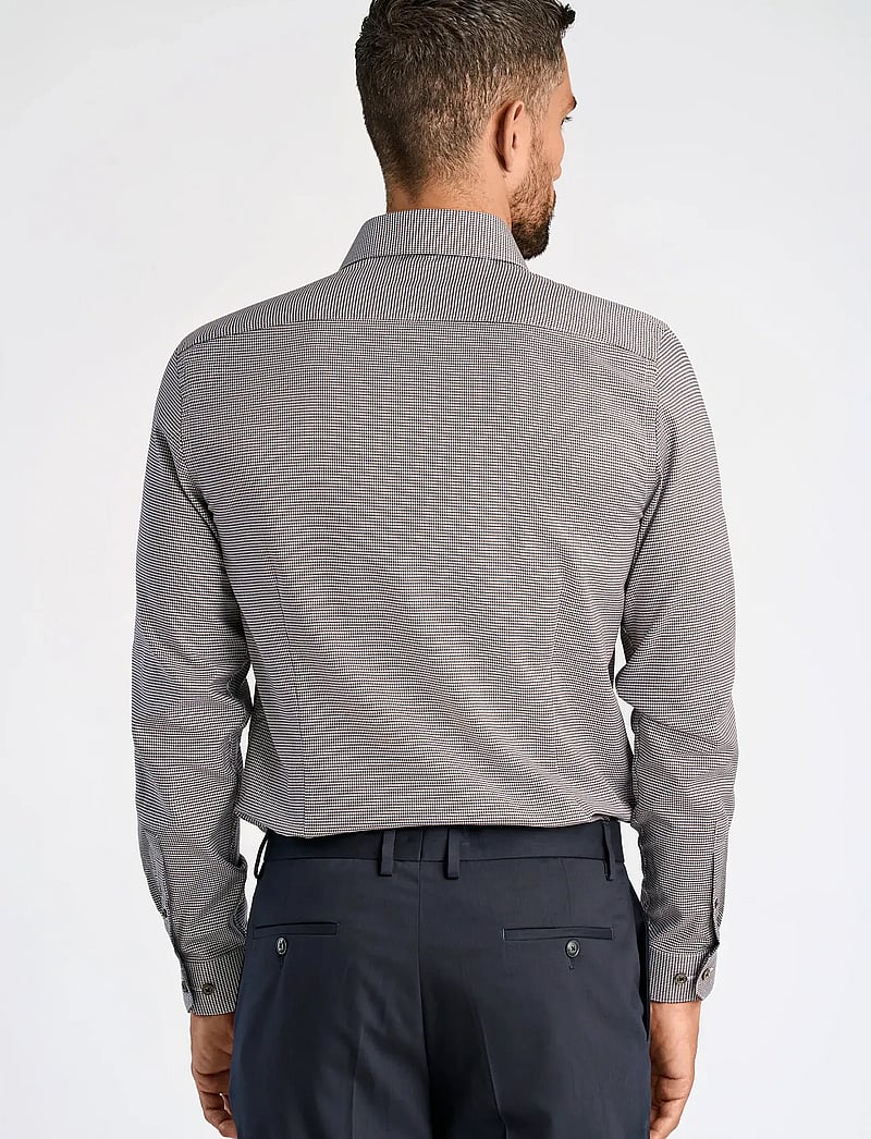 Lindbergh Black - Dobby shirt L/S - hemden mit muster - brown - 4