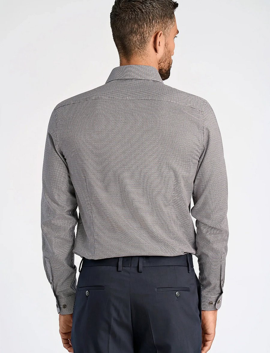 Lindbergh Black - Dobby shirt L/S - mustriga särgid - brown - 4