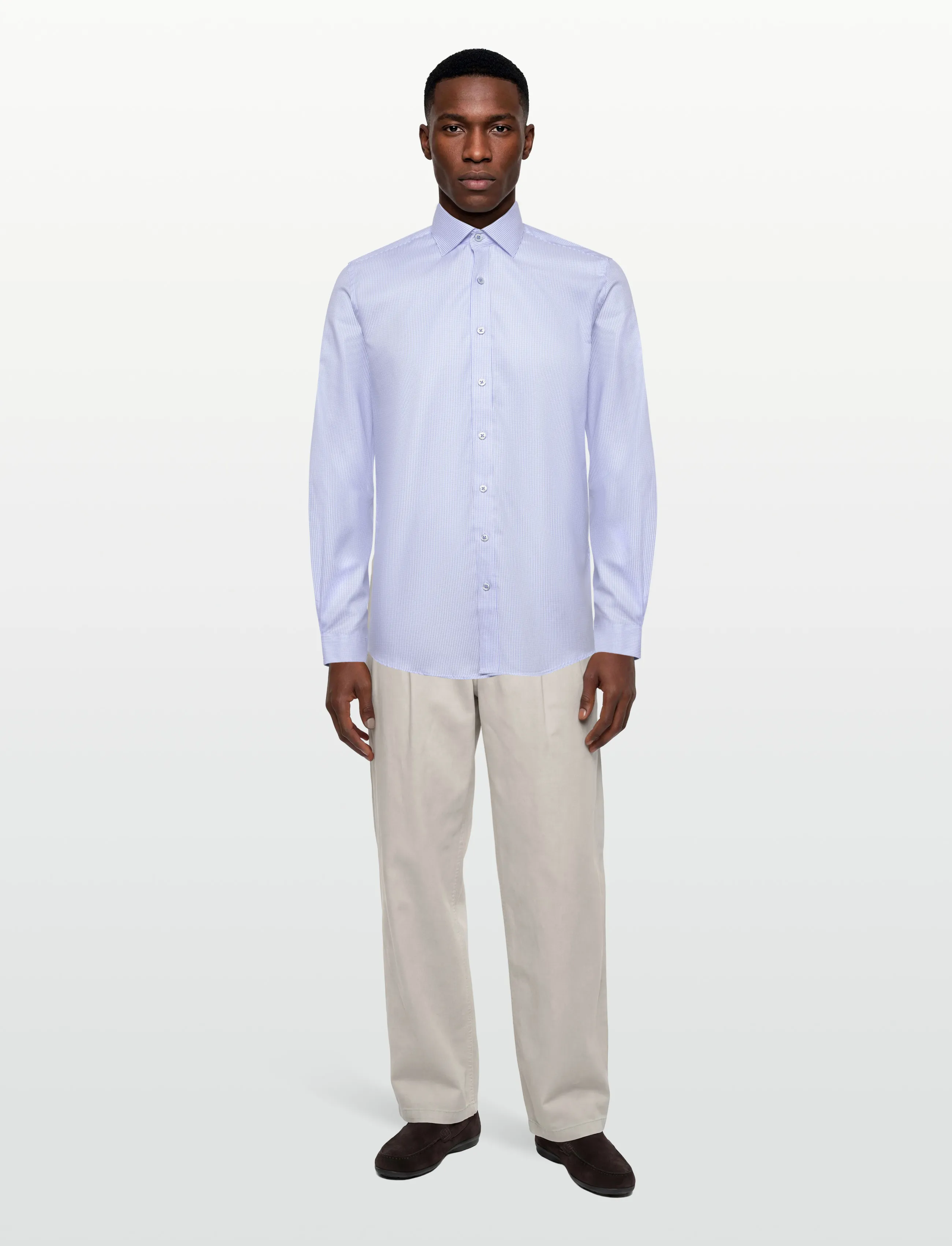 Lindbergh Black Dobby stripe shirt L/S - Särgid - LT BLUE / blue