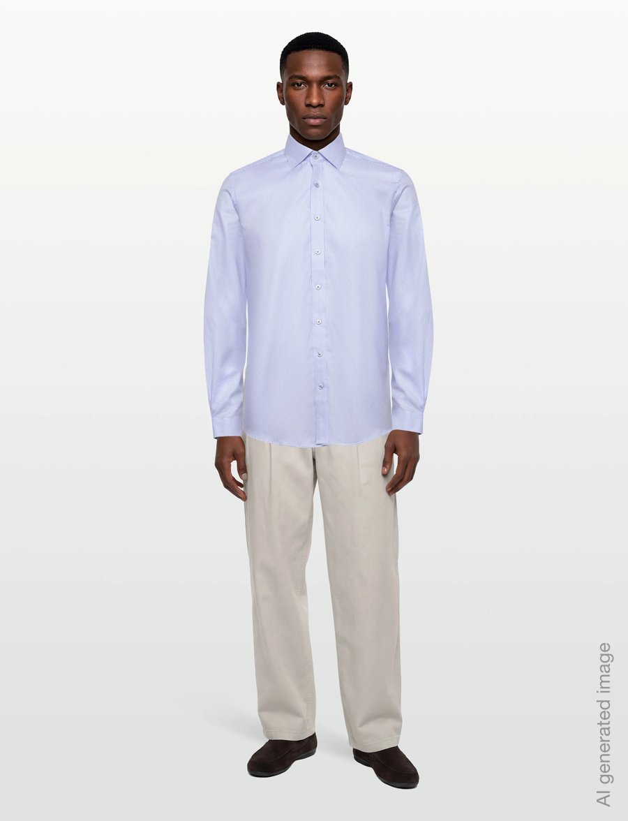 Lindbergh Black - Dobby stripe shirt L/S - ametlikud särgid - lt blue - 0