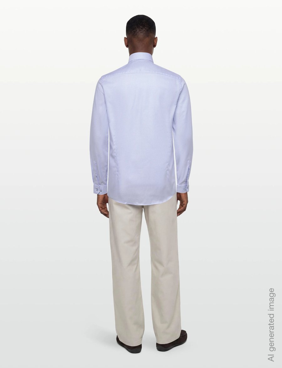 Lindbergh Black - Dobby stripe shirt L/S - ametlikud särgid - lt blue - 4
