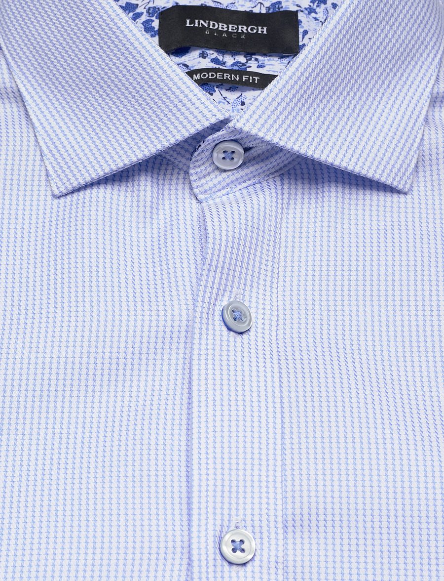 Lindbergh Black - Dobby stripe shirt L/S - ametlikud särgid - lt blue - 5
