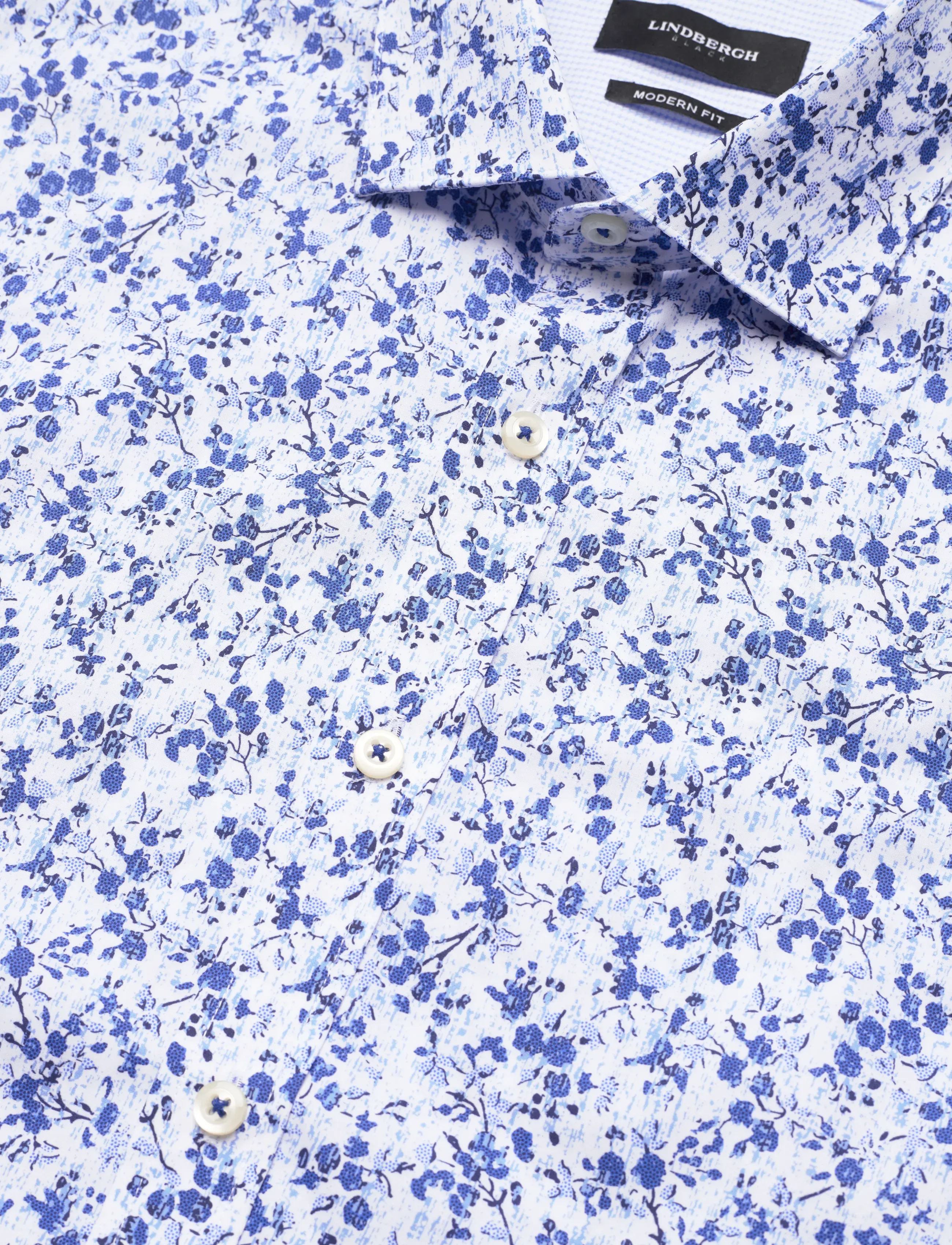 Lindbergh Black - AOP shirt L/S - mustriga särgid - blue - 3