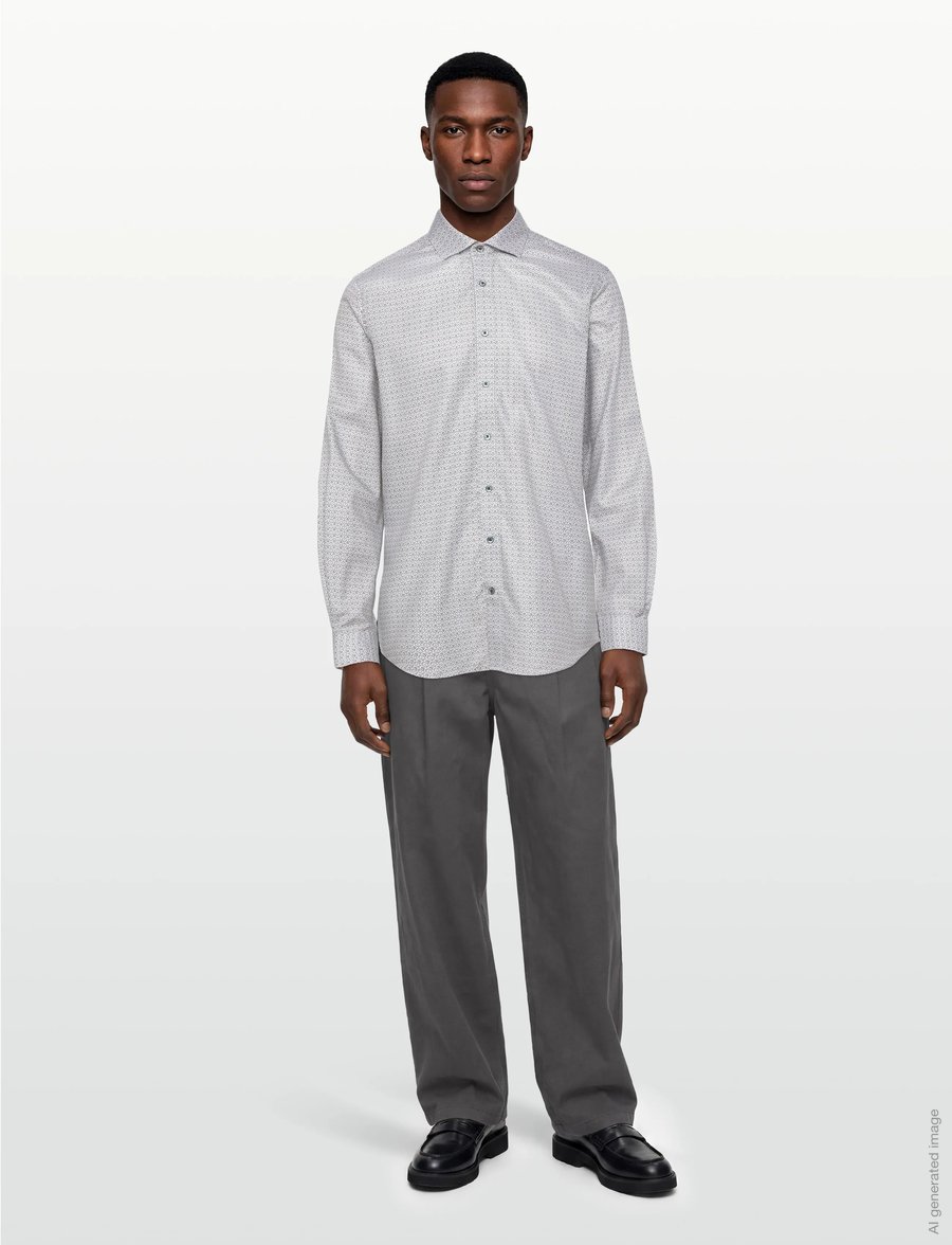 Lindbergh Black - AOP twill shirt L/S - mønstrede skjorter - army - 0