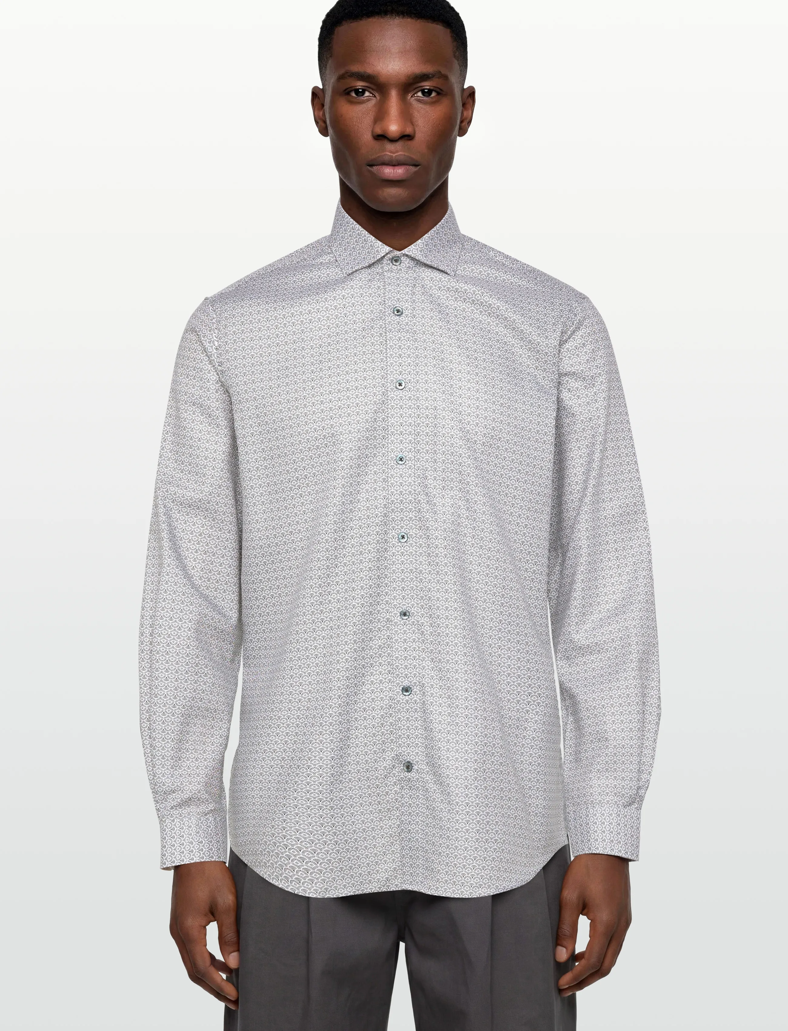 Lindbergh Black - AOP twill shirt L/S - mønstrede skjorter - army - 3