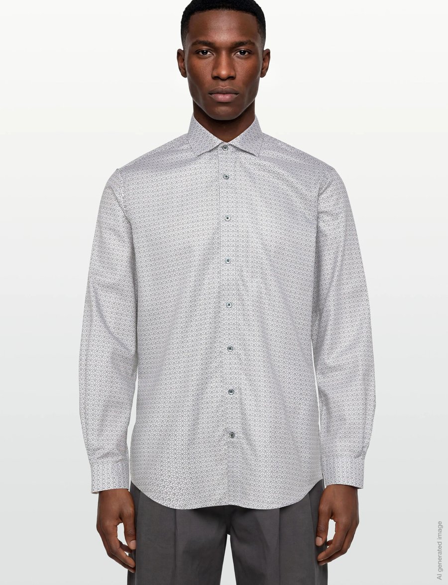 Lindbergh Black - AOP twill shirt L/S - mønstrede skjorter - army - 3