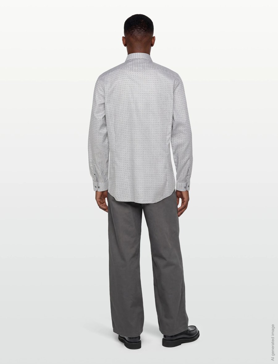 Lindbergh Black - AOP twill shirt L/S - mønstrede skjorter - army - 4