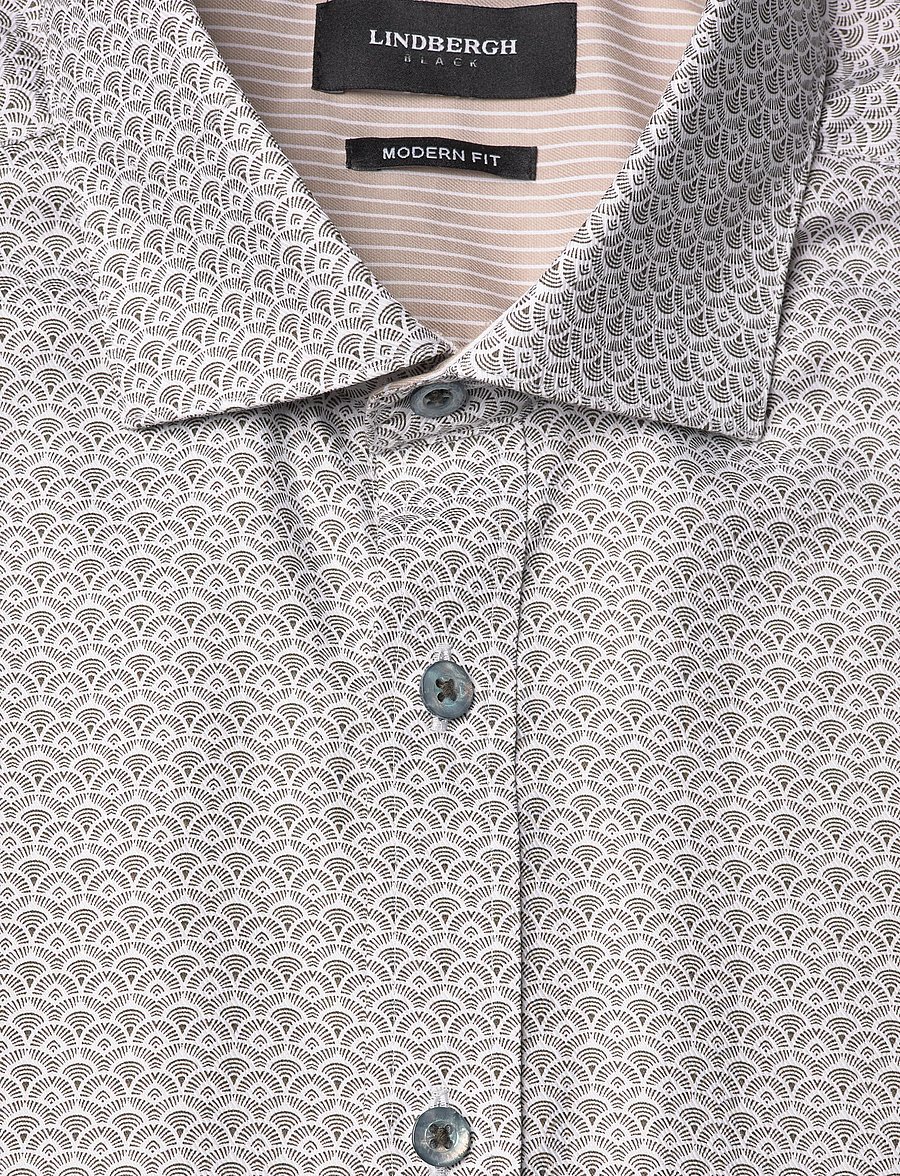 Lindbergh Black - AOP twill shirt L/S - mønstrede skjorter - army - 5