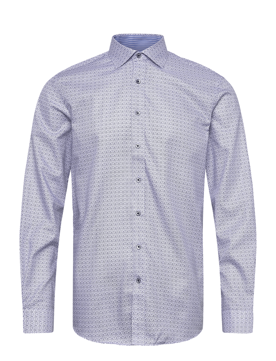 Lindbergh Black - AOP twill shirt L/S - mønstrede skjorter - blue - 1