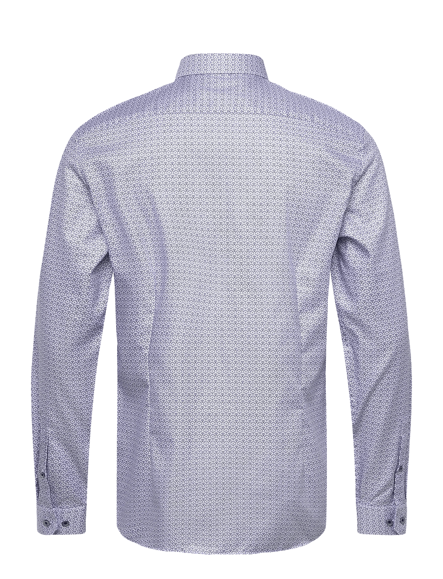 Lindbergh Black - AOP twill shirt L/S - mønstrede skjorter - blue - 2