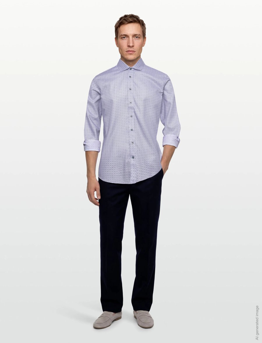 Lindbergh Black - AOP twill shirt L/S - mønstrede skjorter - blue - 0