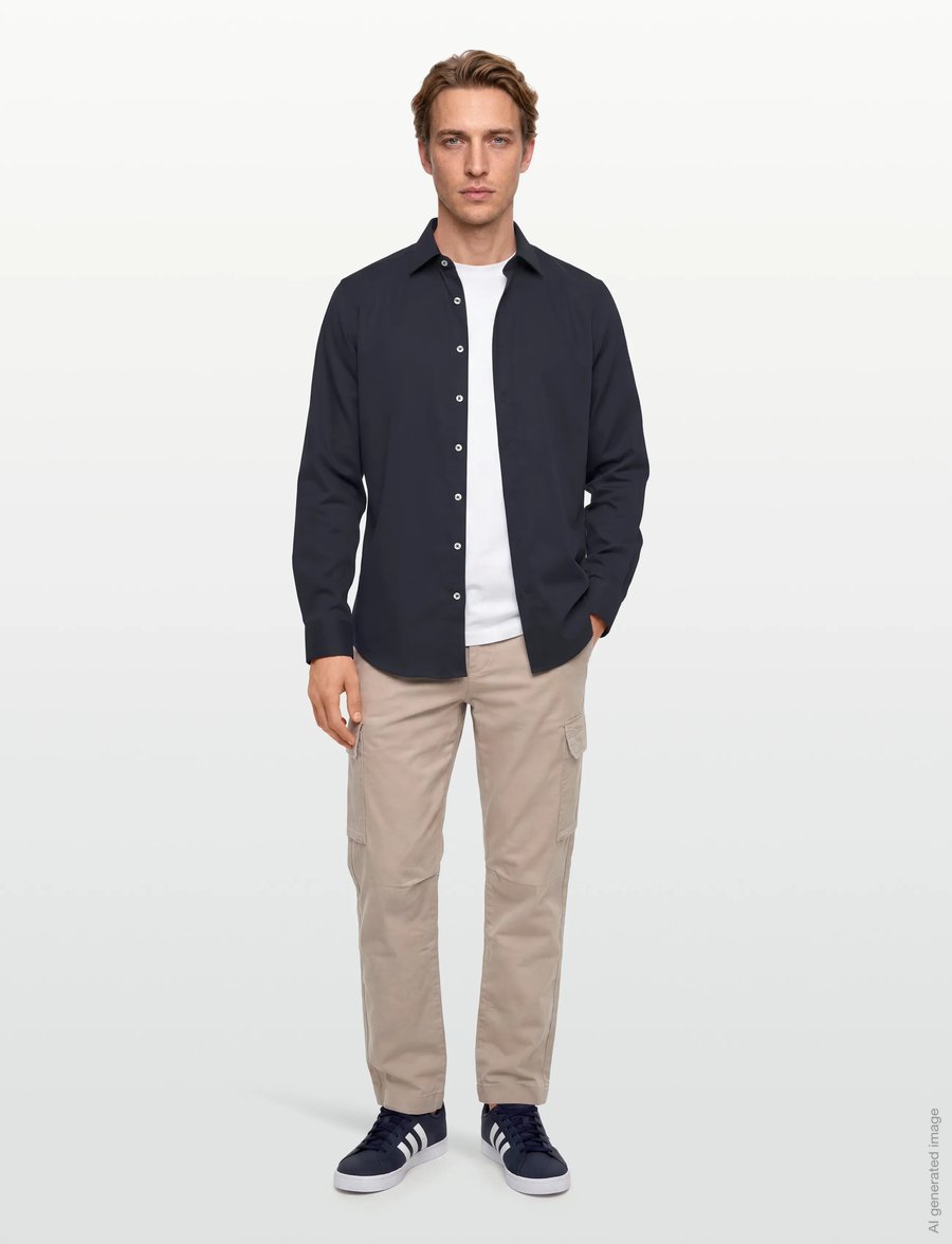 Lindbergh Black - Technical concealer shirt L/S - kostymskjortor - dk navy - 0