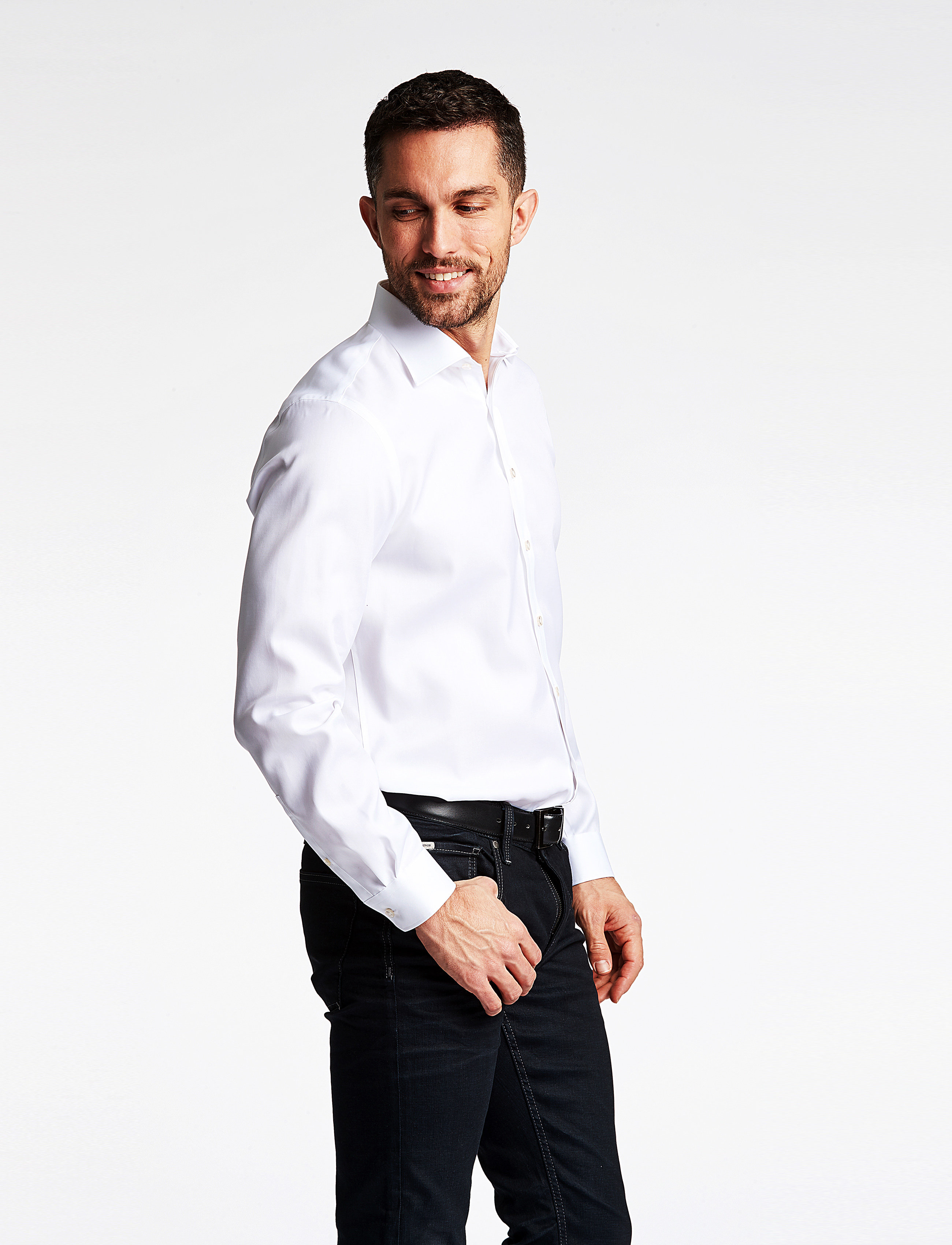 Lindbergh Black Technical Concealer Shirt L/S, L, Shirts, Weiß - Business, Männerswear