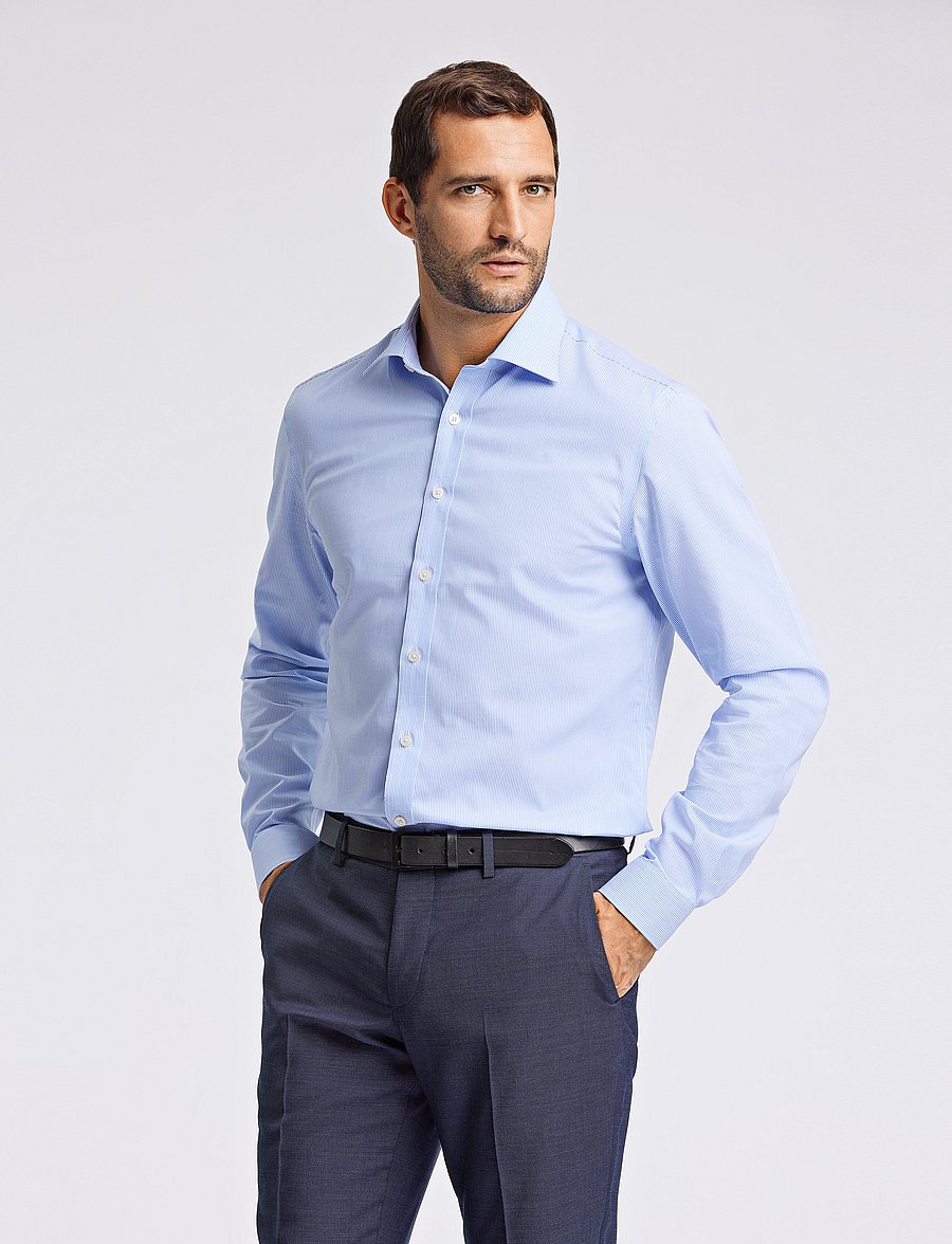 Lindbergh Black - Technical striped shirt L/S - pidulikud särgid - light blue - 0