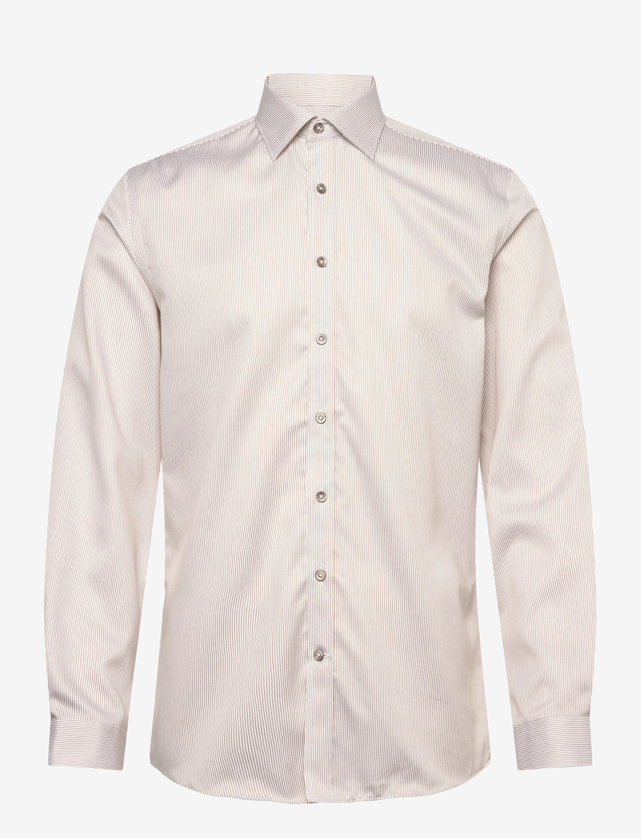 Lindbergh Black - Technical stripe shirt L/S - stribede skjorter - lt sand - 1