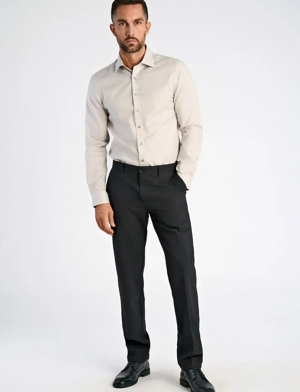 Lindbergh Black - Technical stripe shirt L/S - gestreifte hemden - lt sand - 0