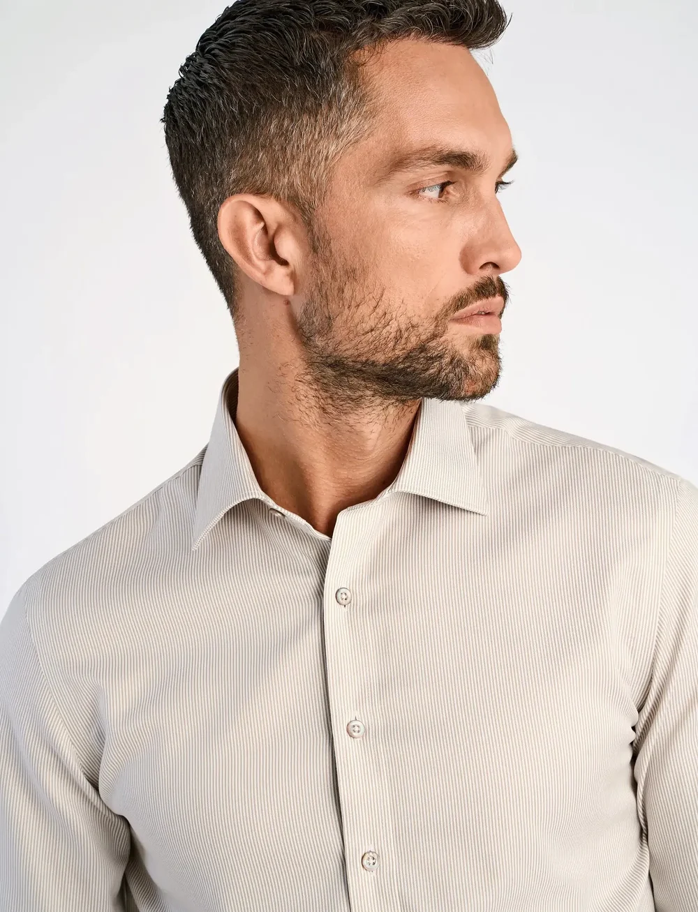 Lindbergh Black - Technical stripe shirt L/S - gestreifte hemden - lt sand - 3