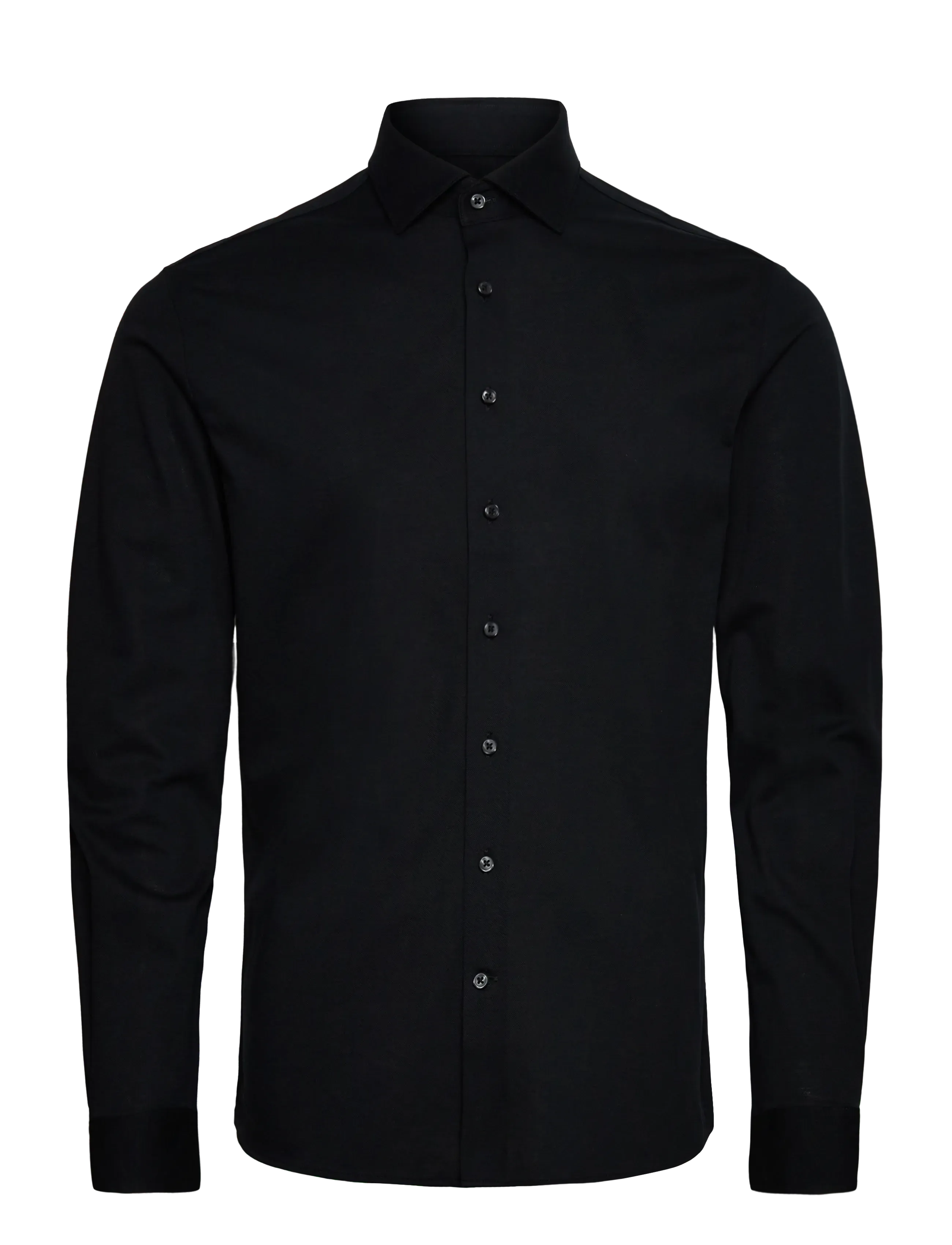 Lindbergh Black Piqué knitted shirt L/S - Lindbergh Black - BLACK / black