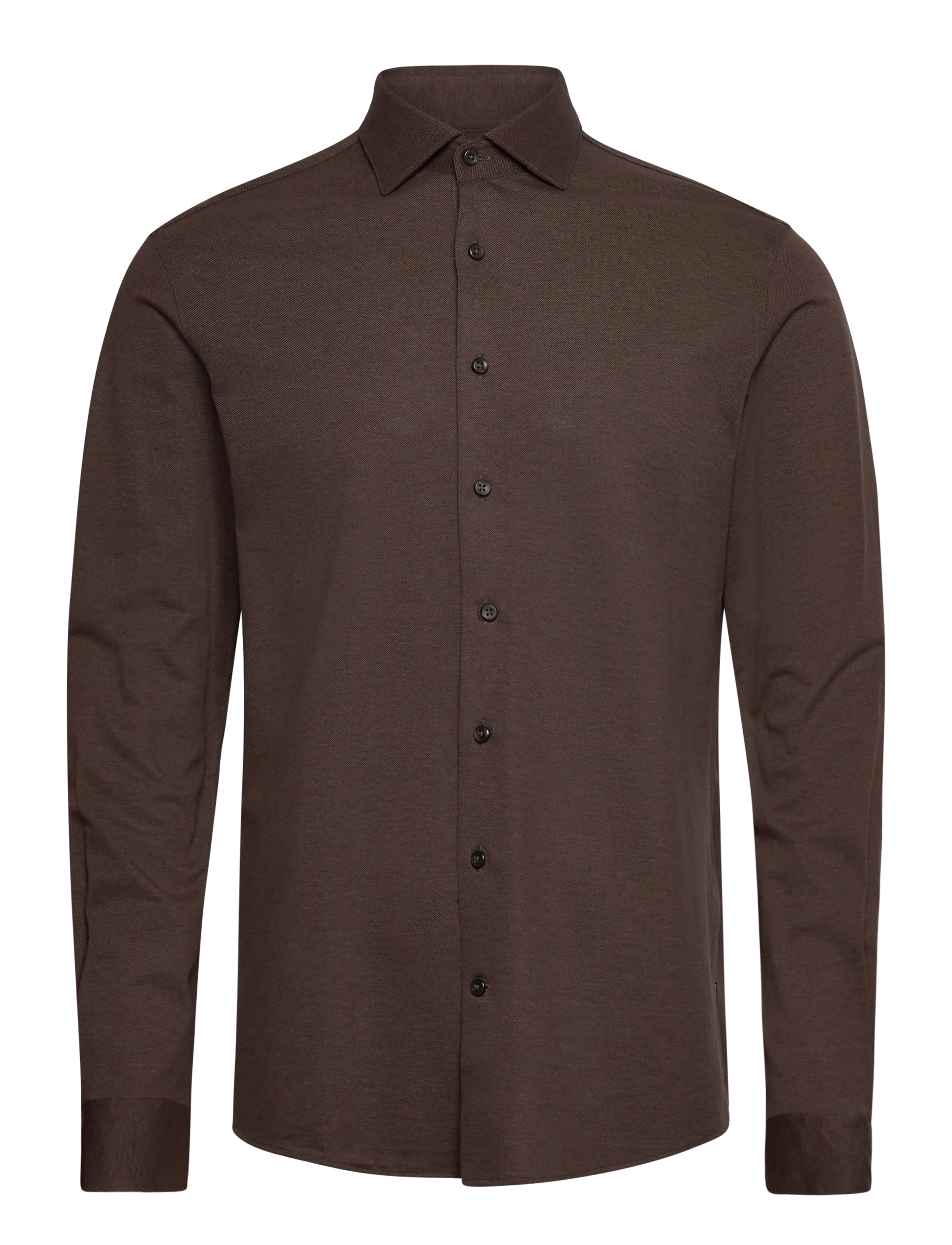 Lindbergh Black Piqué knitted shirt L/S - Hemden - BROWN MEL / brown