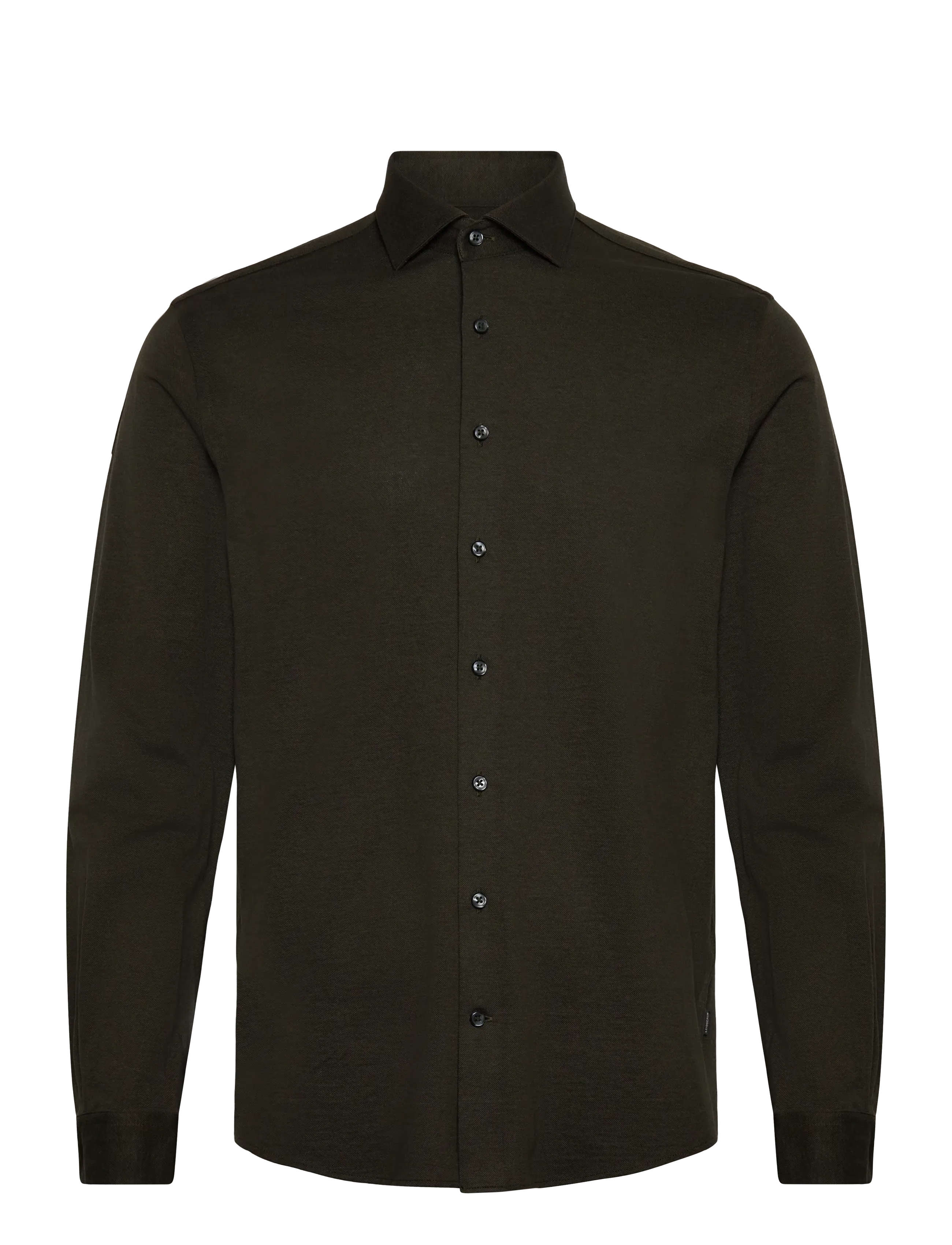 Lindbergh Black Piqué knitted shirt L/S - Hemden - DK ARMY MEL / green