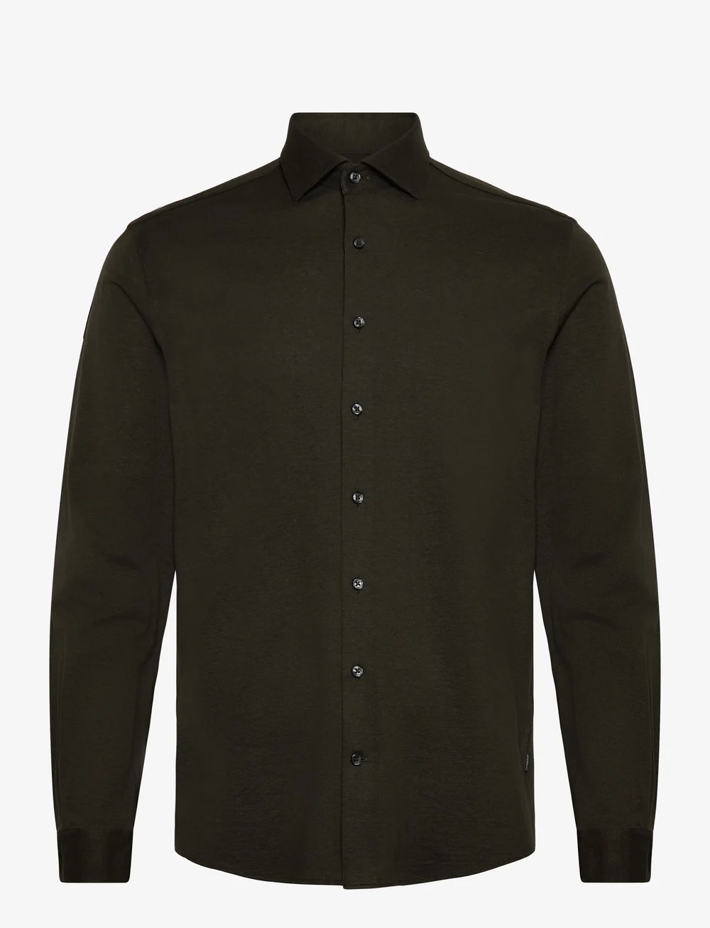 Lindbergh Black - Piqué knitted shirt L/S - formālie krekli - dk army mel - 1
